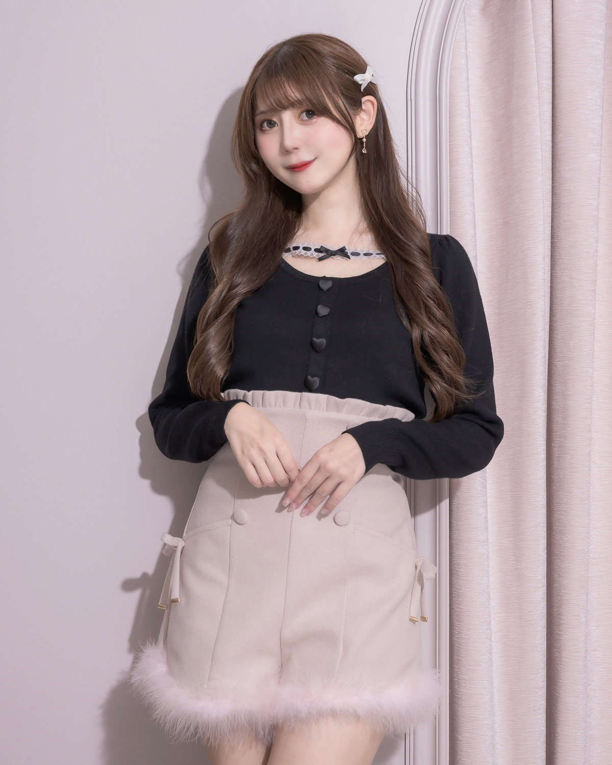 レーステープハートボタンニット – pium レーステープハートボタンニット – pium