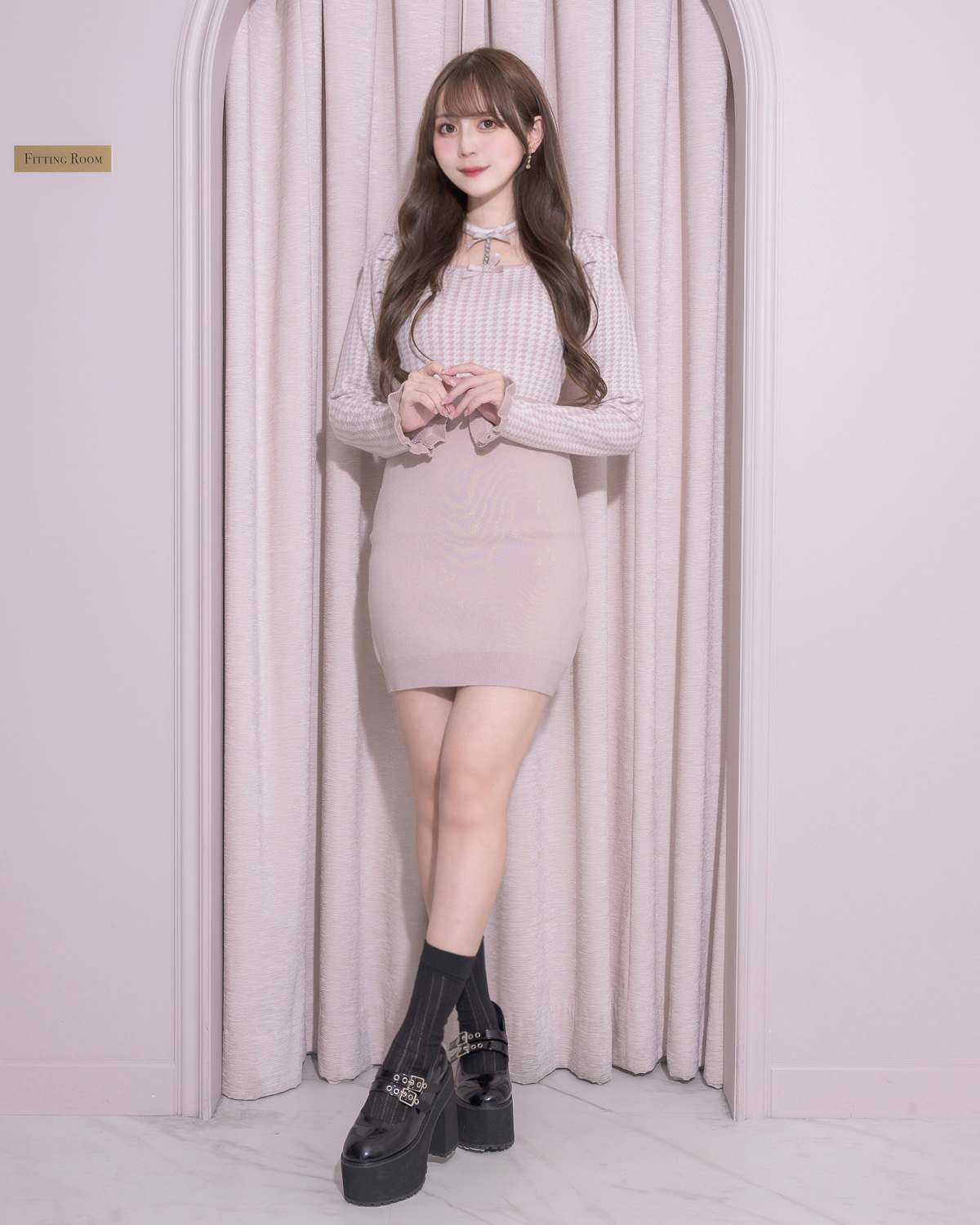 piumワンピース ビジューチョーカーニットワンピース – pium