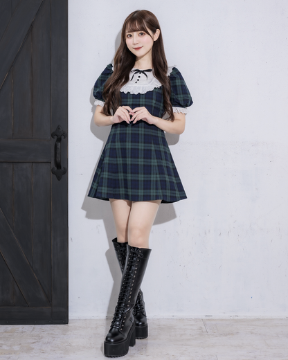 pium】コットンレースドーリーカフェワンピ レースヨークフリル pium】コットンレースドーリーカフェワンピ レースヨークフリル