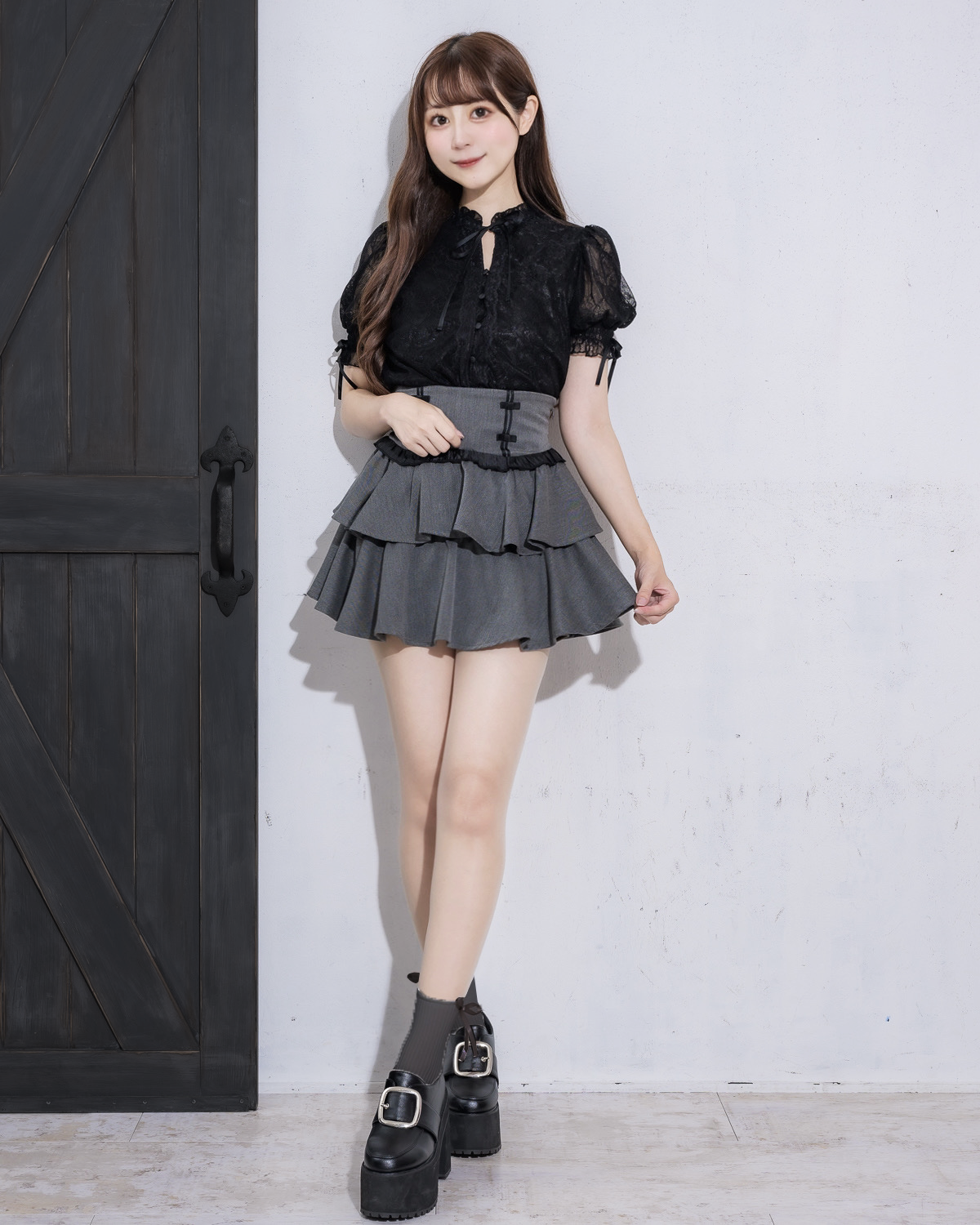 モデル身長:159cm/着用カラー:ブラック