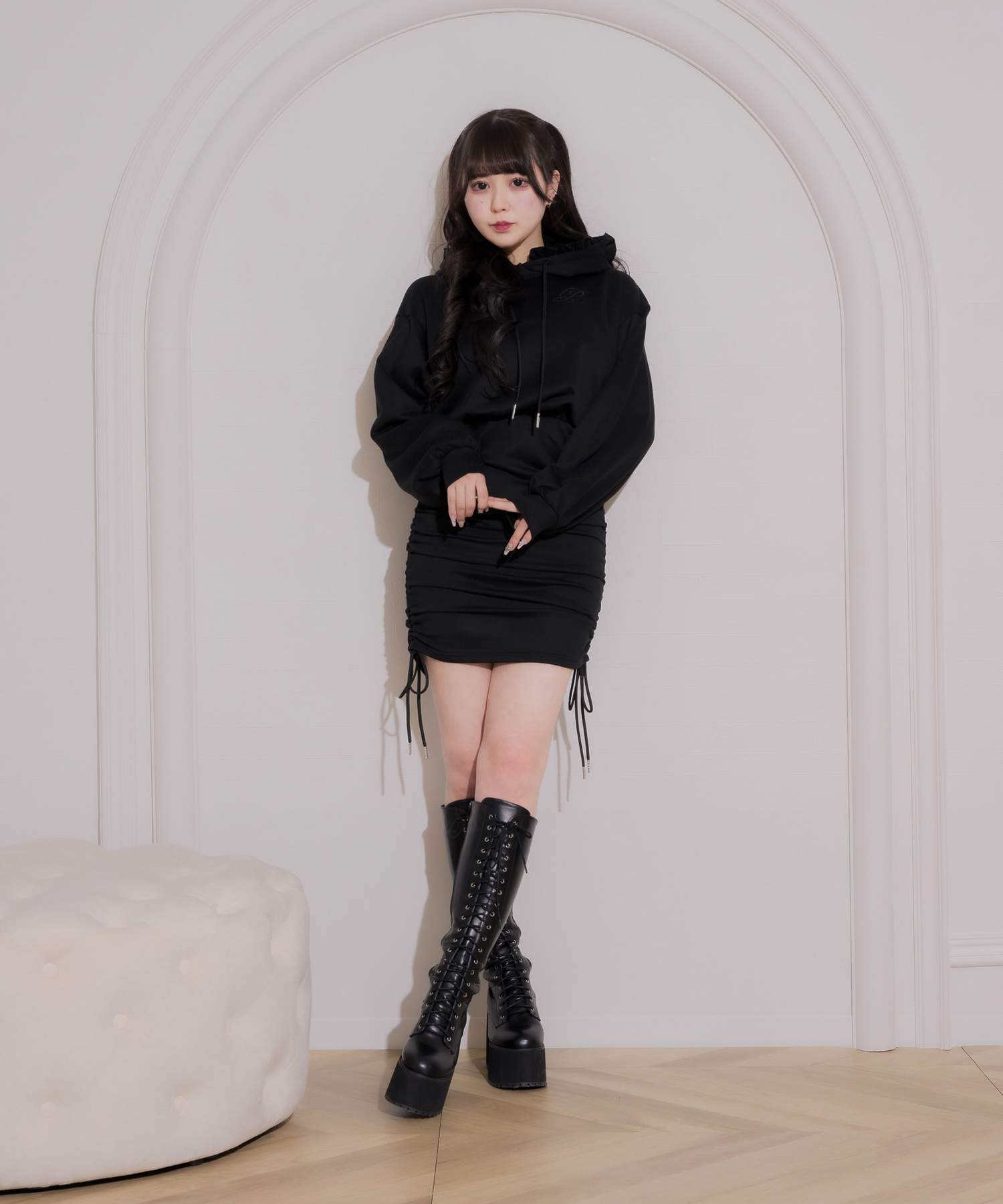 モデル身長:157cm/着用カラー:ブラック