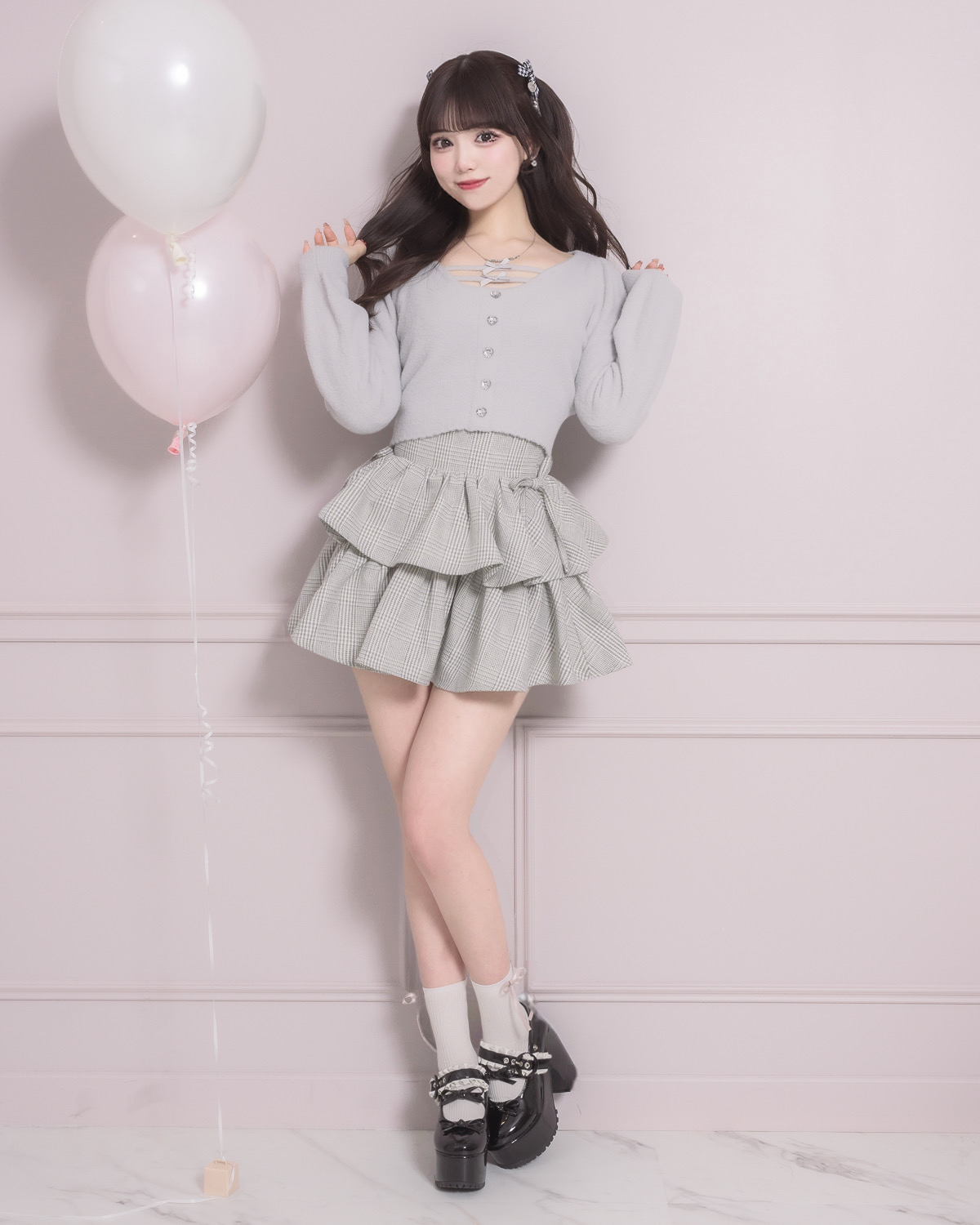 モデル身長:163cm/着用カラー:ブルーグレー