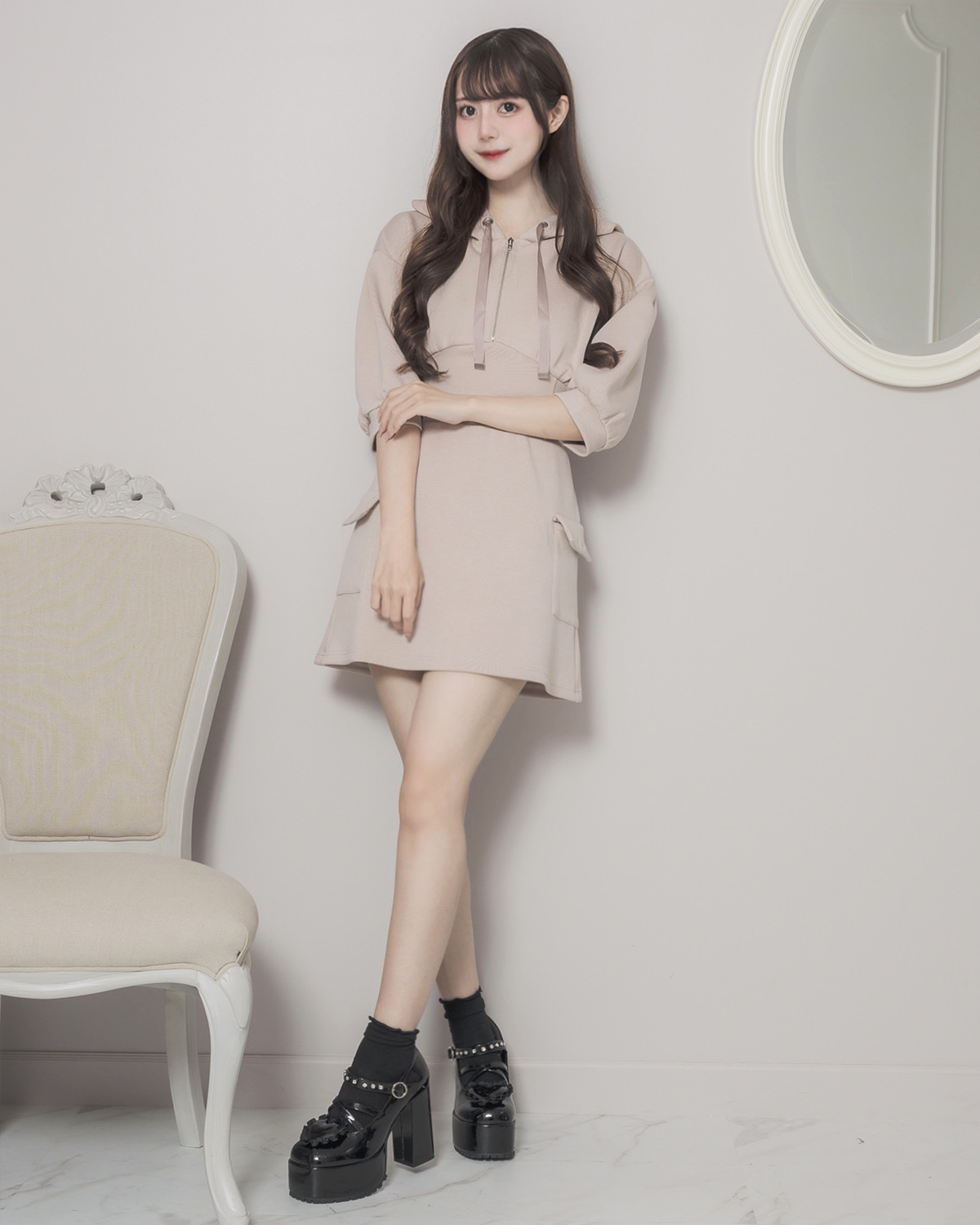 モデル身長:159cm/着用カラー:ピンク