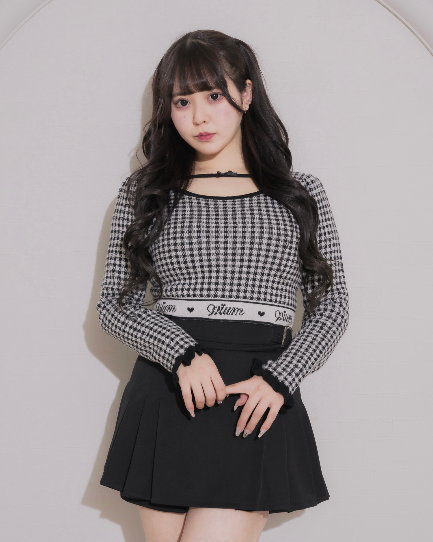 モデル身長:157cm/着用カラー:ブラックギンガム