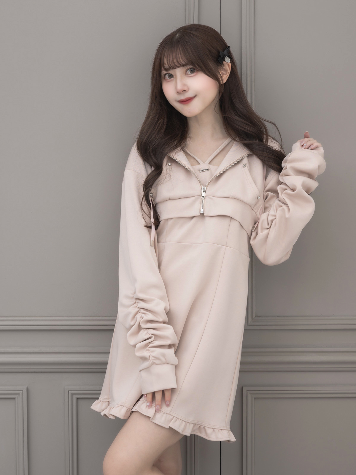 モデル身長:159cm/着用カラー:ピンク