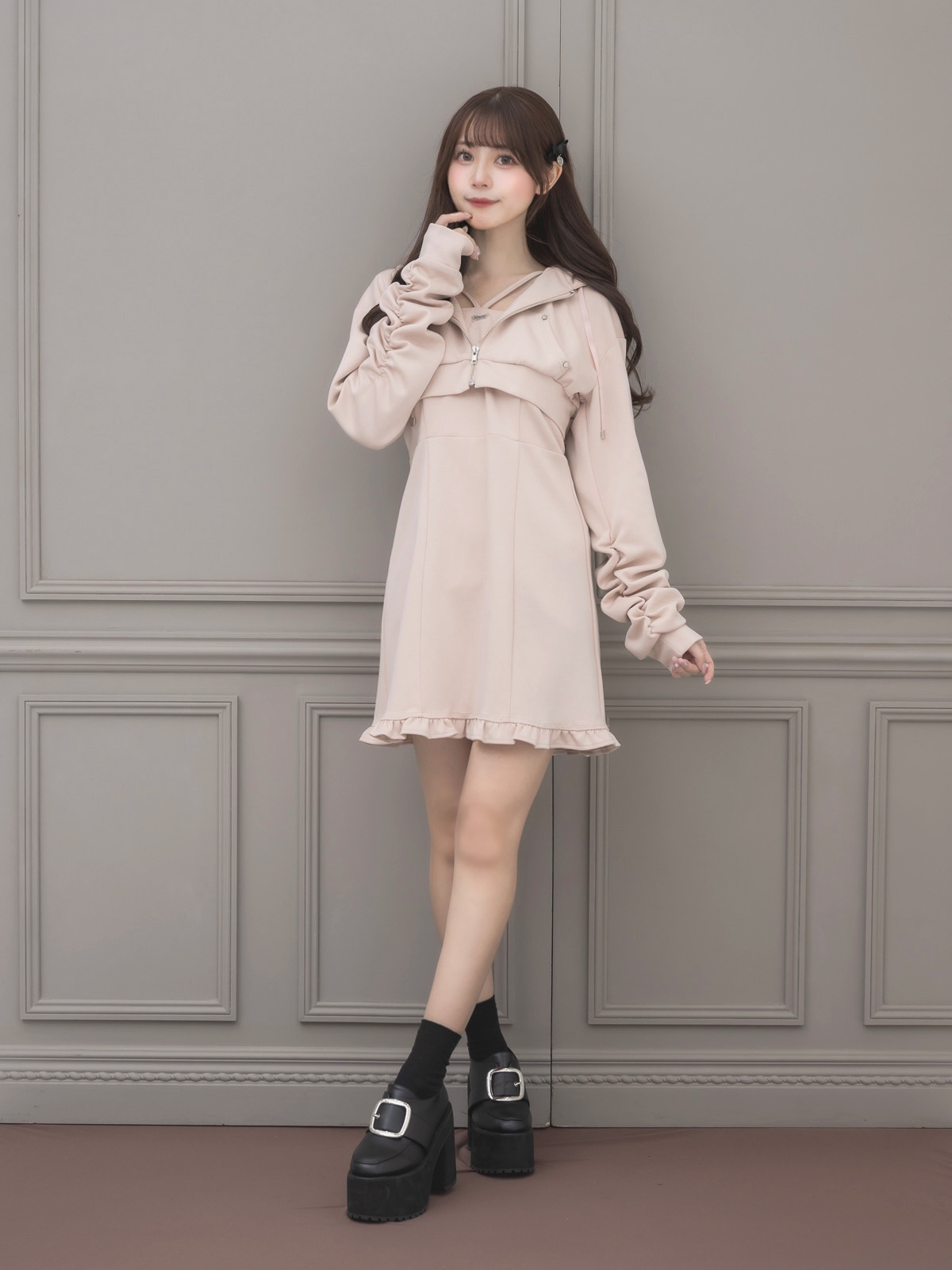 モデル身長:159cm/着用カラー:ピンク