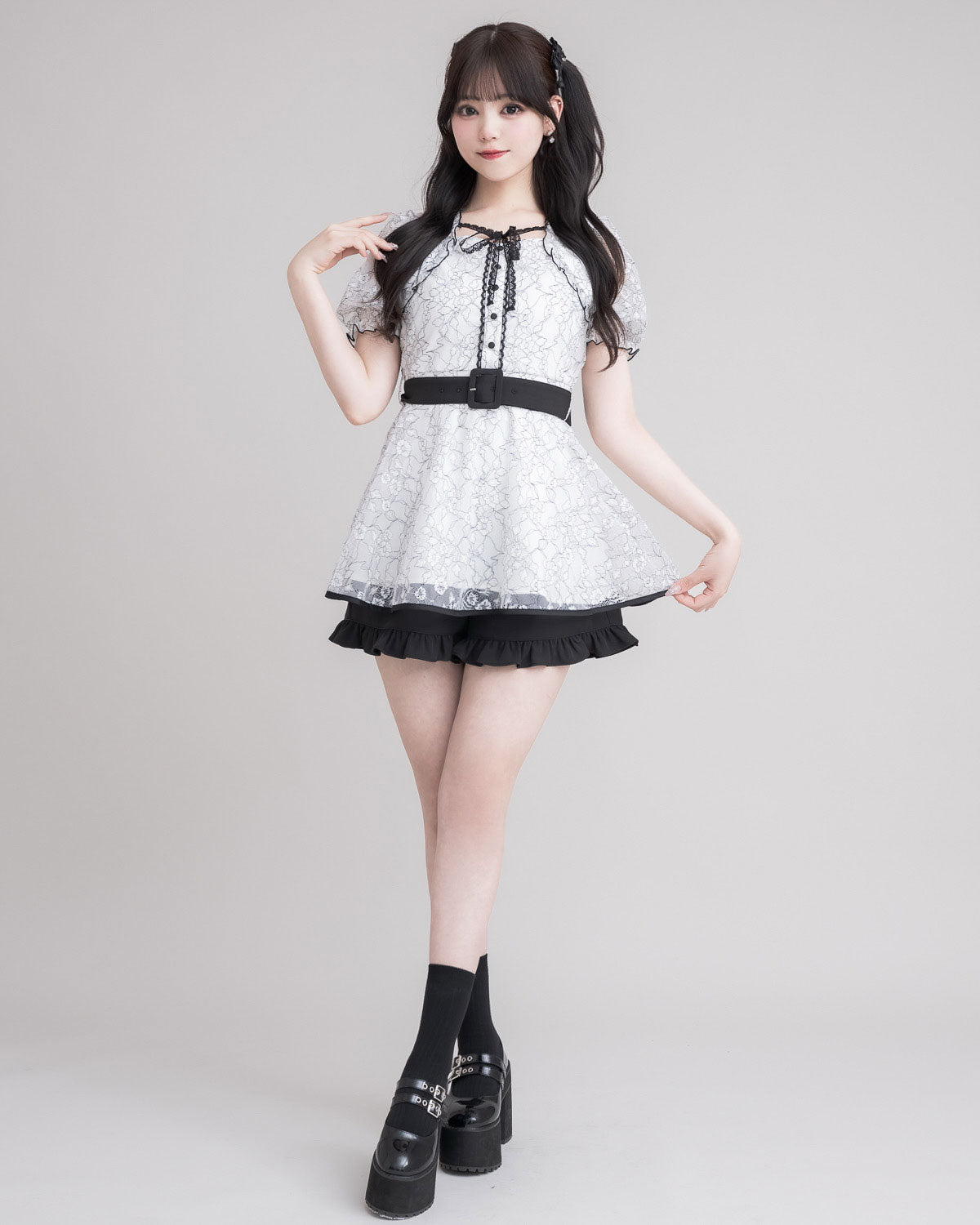 モデル身長:163cm/着用カラー:ホワイト