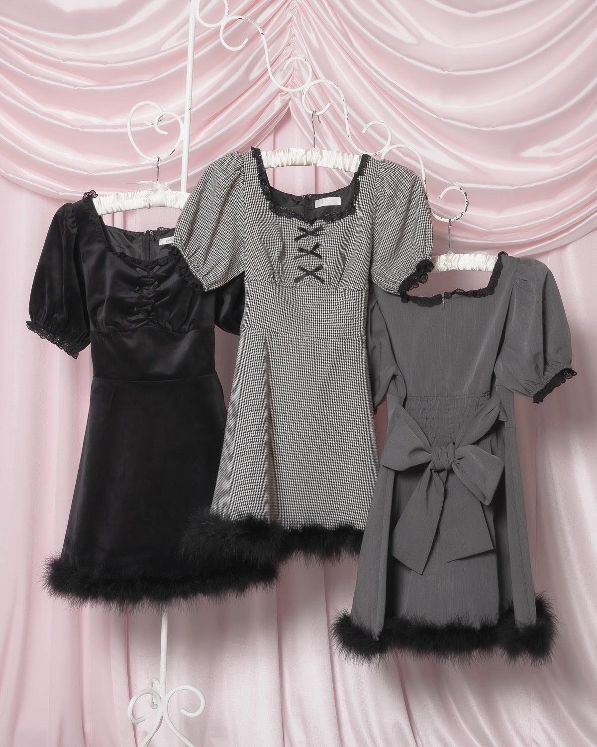 パフスリーブファーワンピース