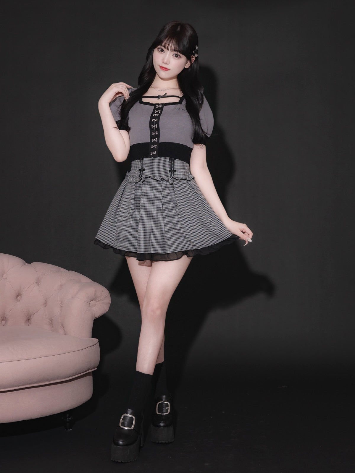 モデル身長:158cm/着用カラー:チャコール