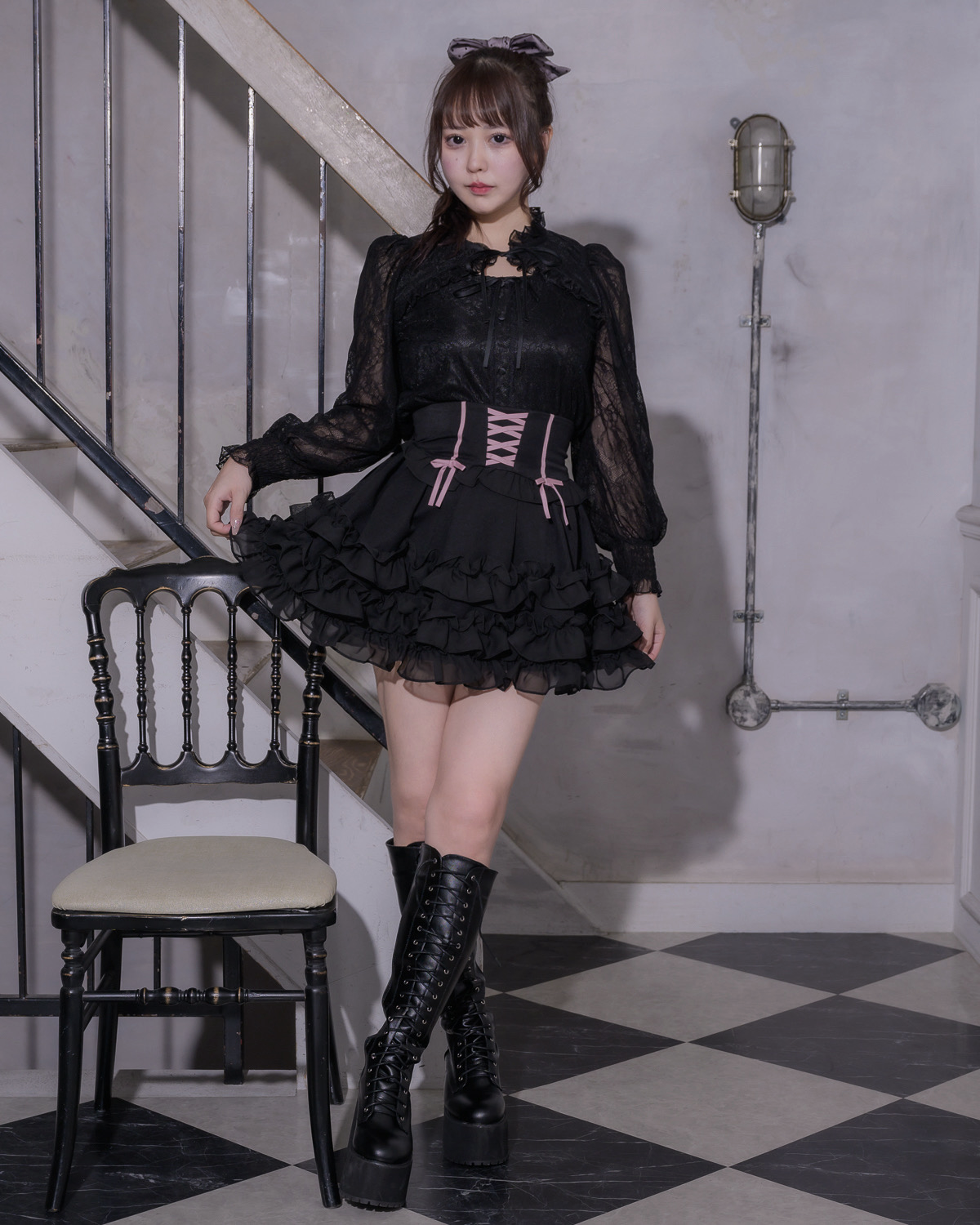 モデル身長:157cm/着用カラー:ブラック