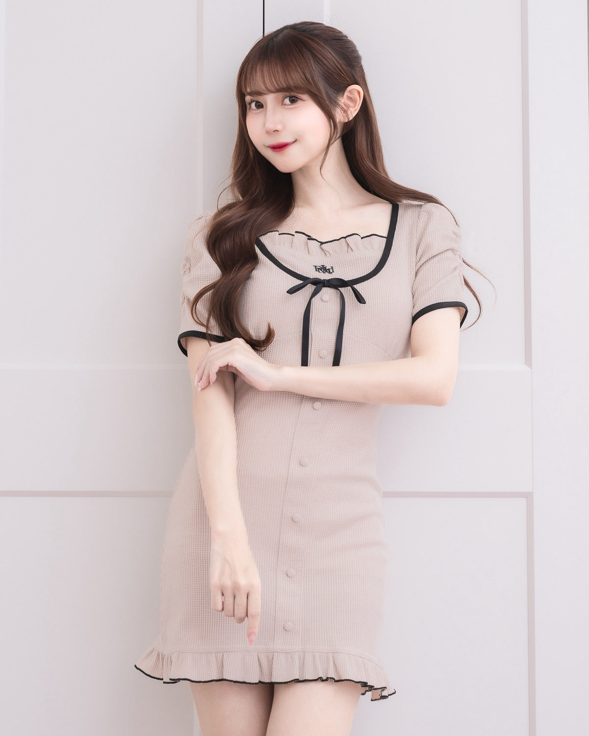 【限定セール！】 フロントボタンワッフルミニワンピース – pium ワンピース