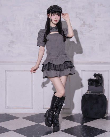モデル身長：159cm/着用カラー:グレーチェック