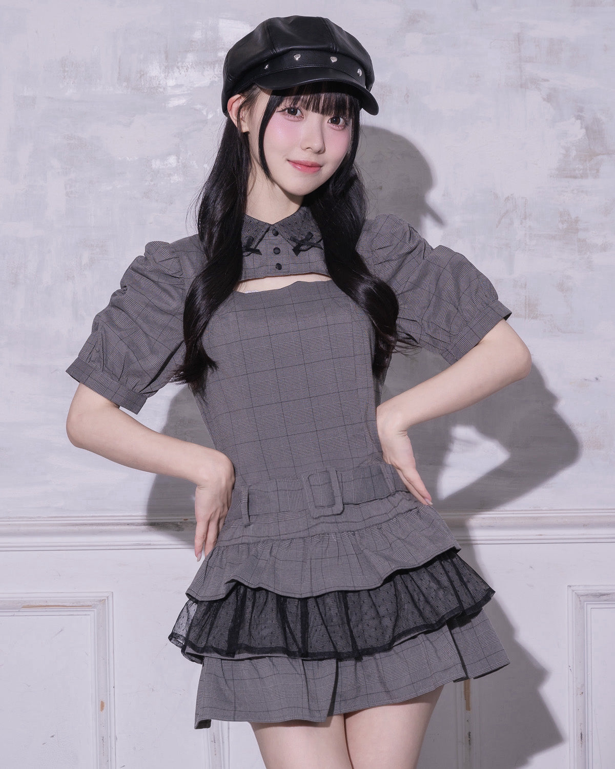 モデル身長:159cm/着用カラー:グレーチェック