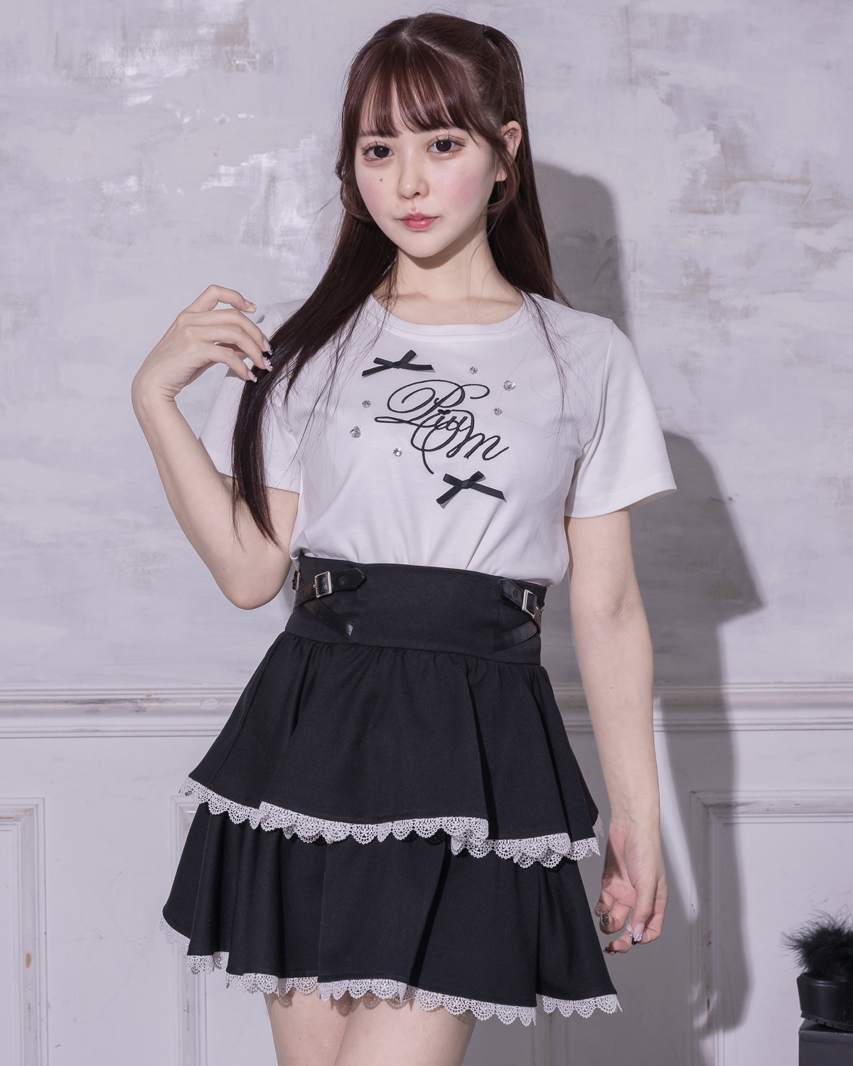 モデル身長:157cm/着用カラー:ブラック×
ホワイト