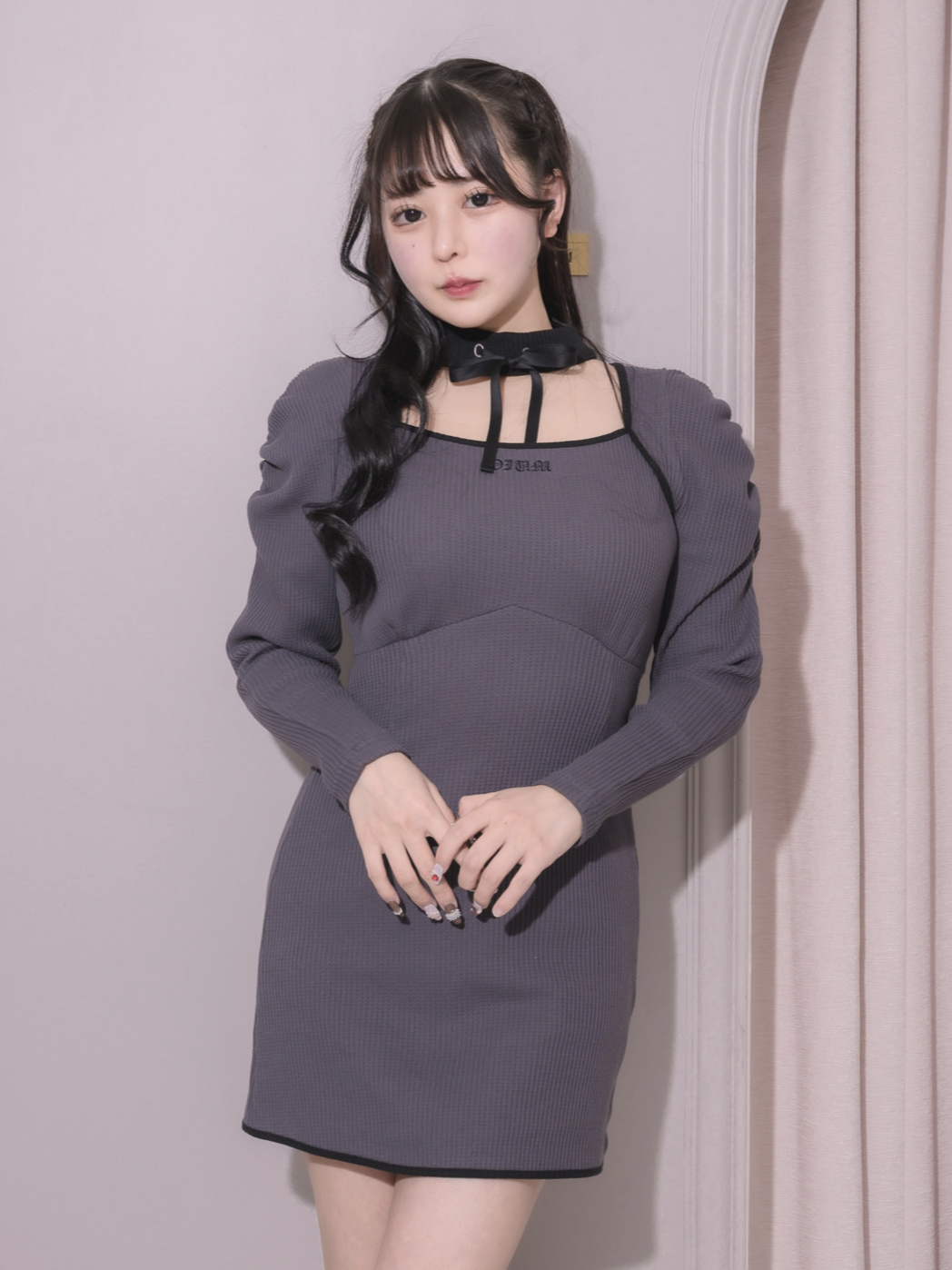 Pium チョーカーワッフルカットワンピース チョーカーワッフルカットワンピース – pium