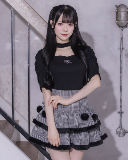 モデル身長：155cm/着用カラー：ブラックチェック