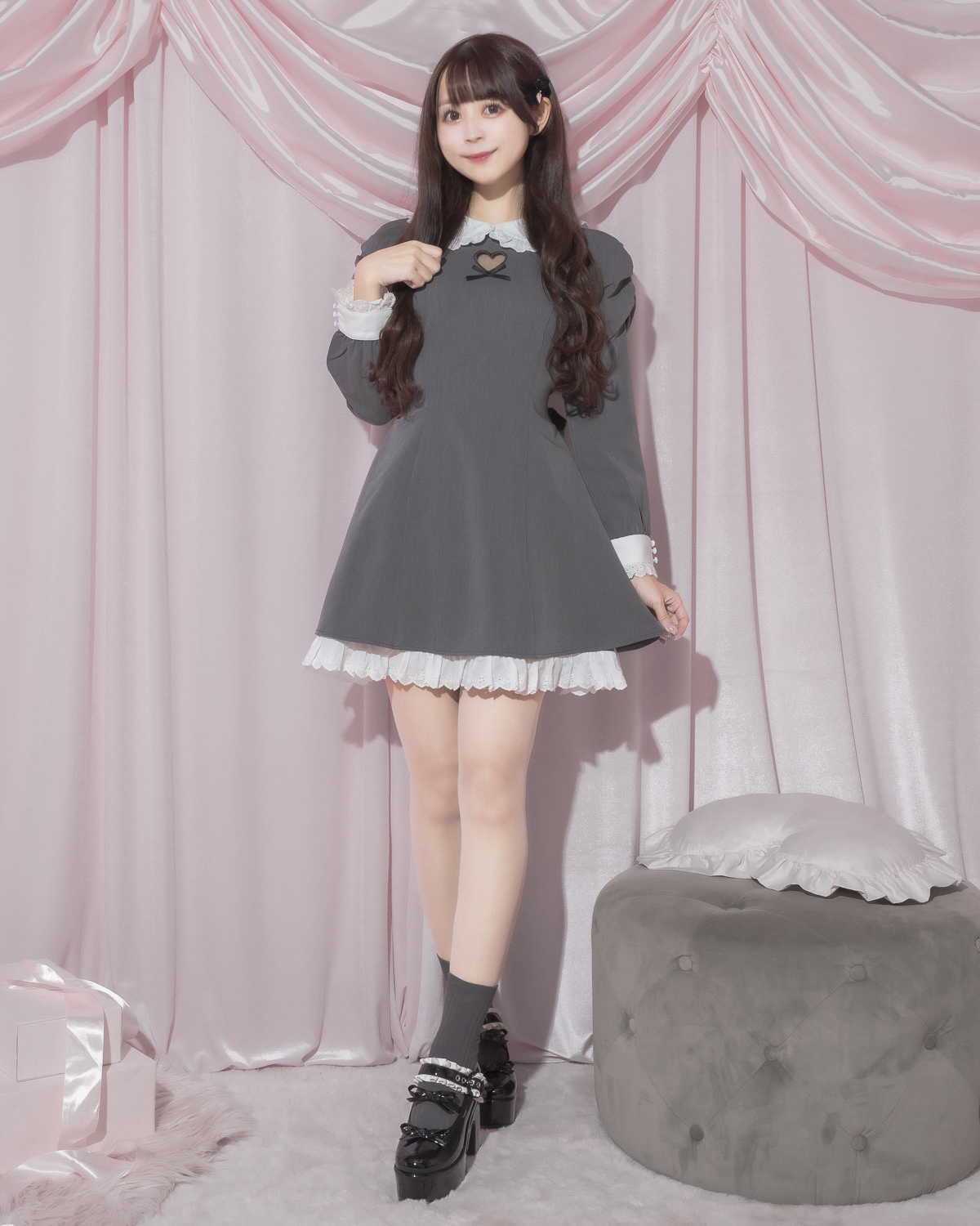 モデル身長:159cm/着用カラー:チャコール