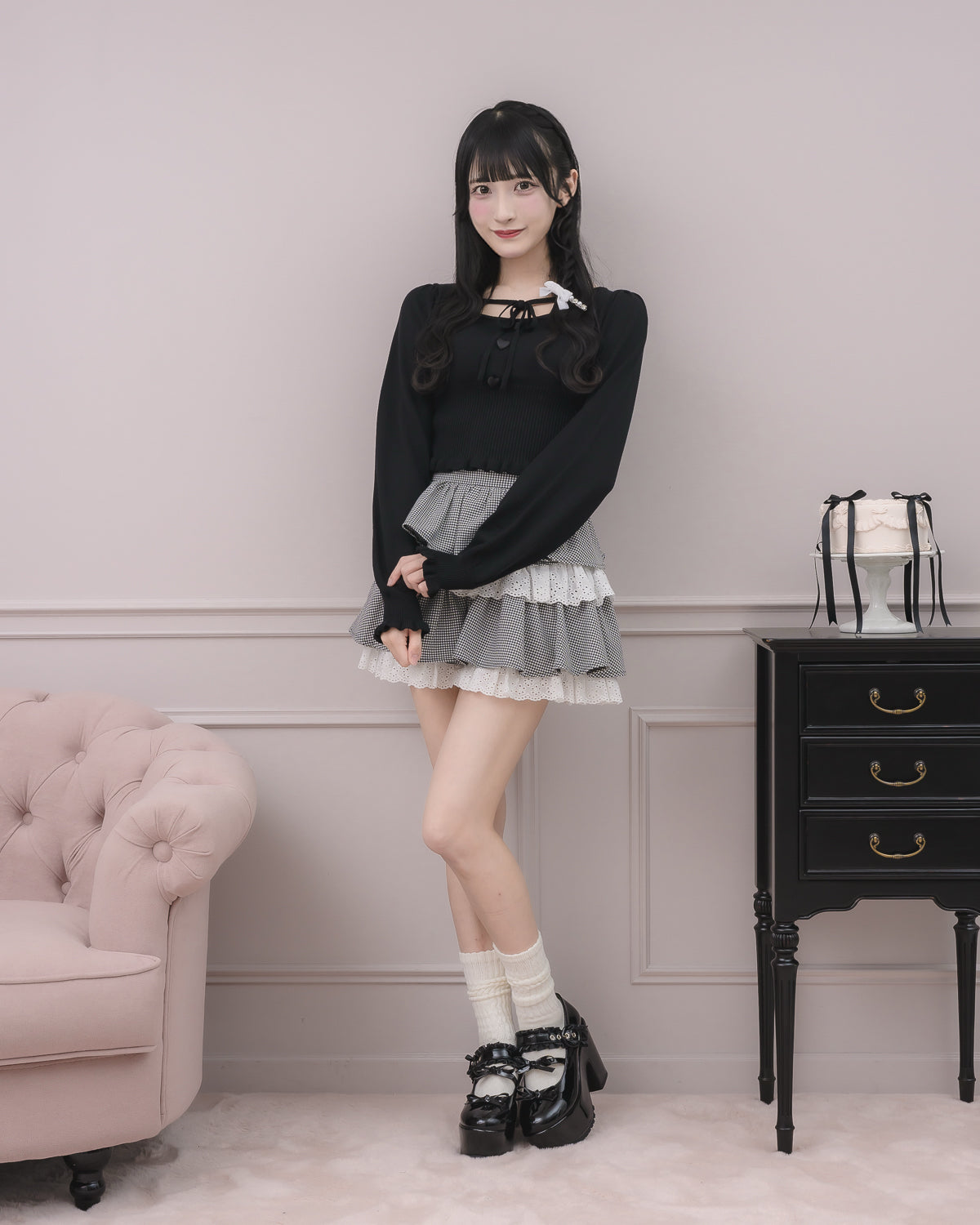 モデル身長：157cm/着用カラー:ブラック