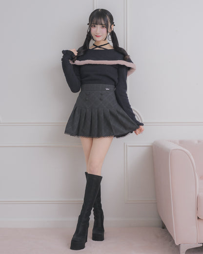 モデル身長：157cm/着用カラー:ブラック×ピンク