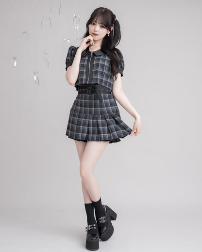 モデル身長：163cm/着用カラー:ブラックチェック