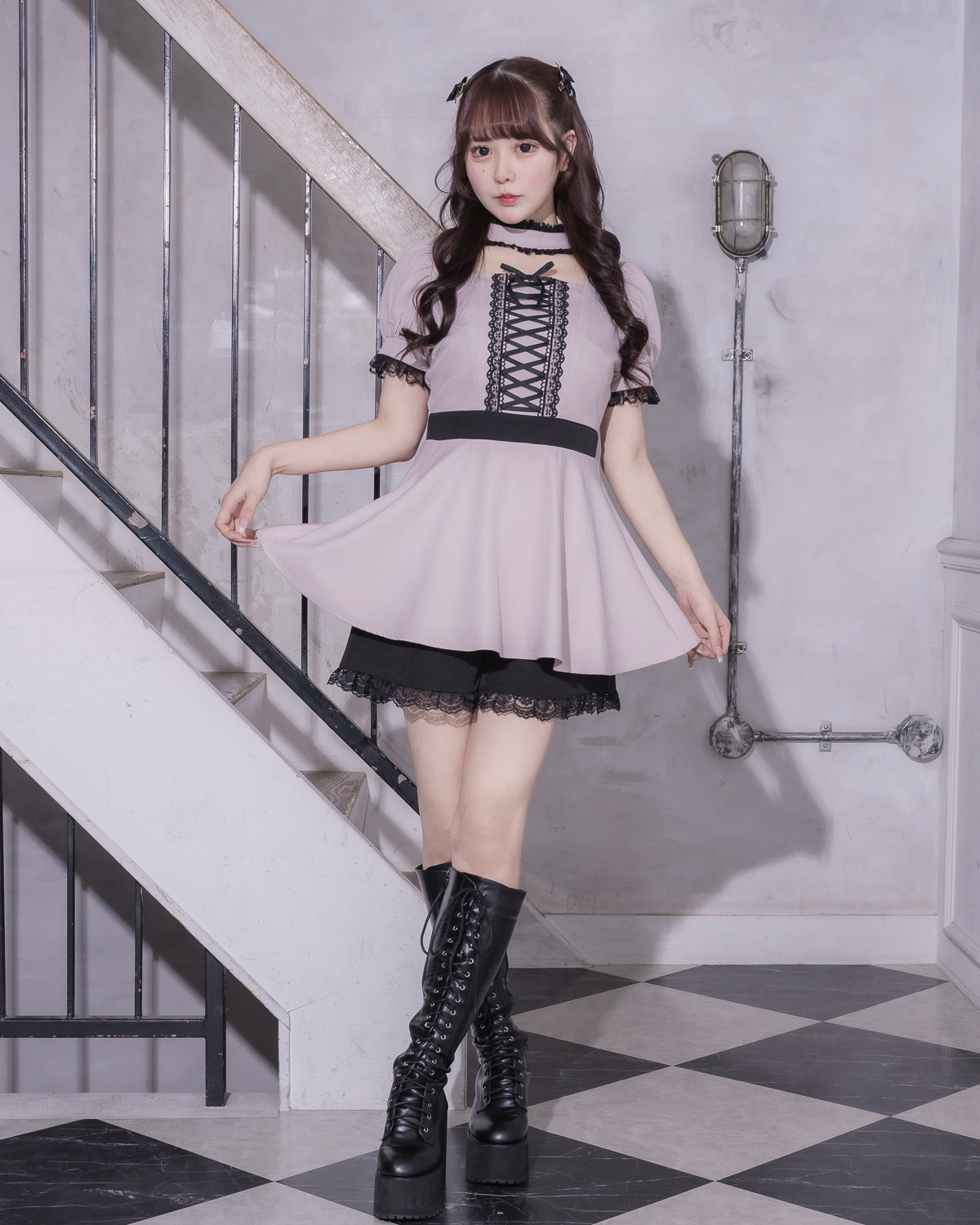 モデル身長：157cm/着用カラー : ピンク