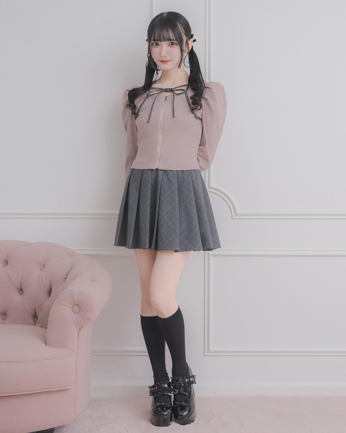 モデル身長：157cm/着用カラー:ピンク