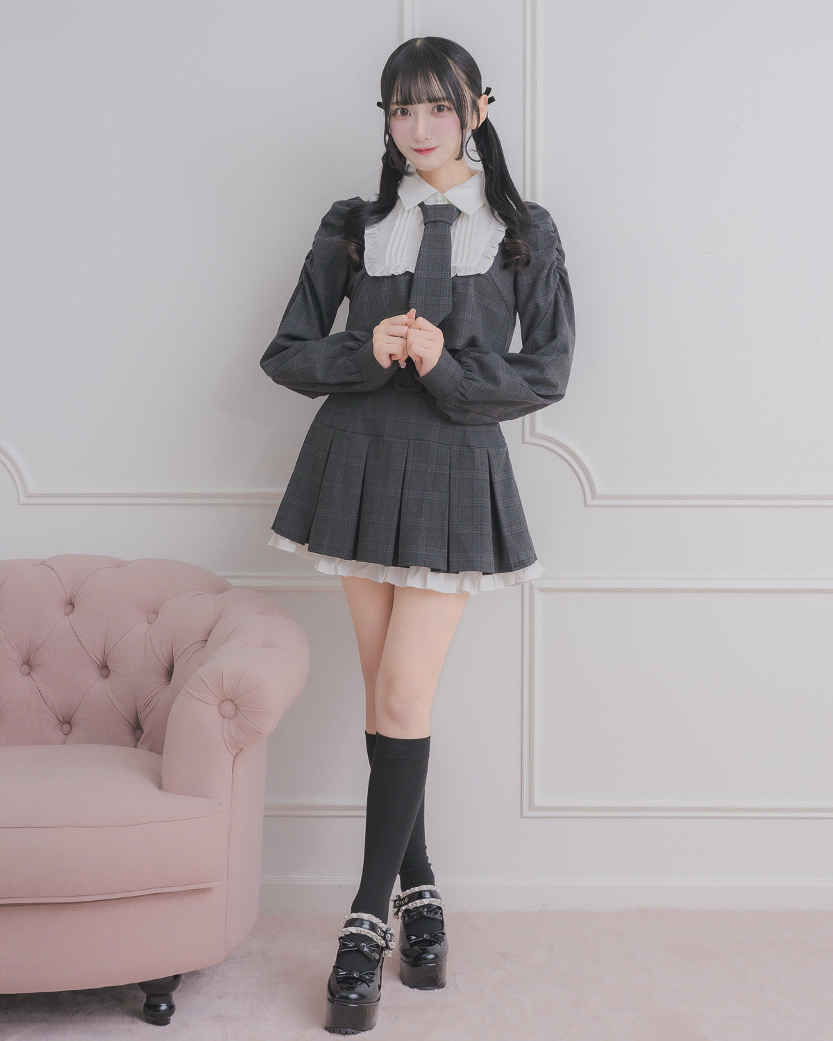 ハイウエストフリルプリーツミニスカート – pium