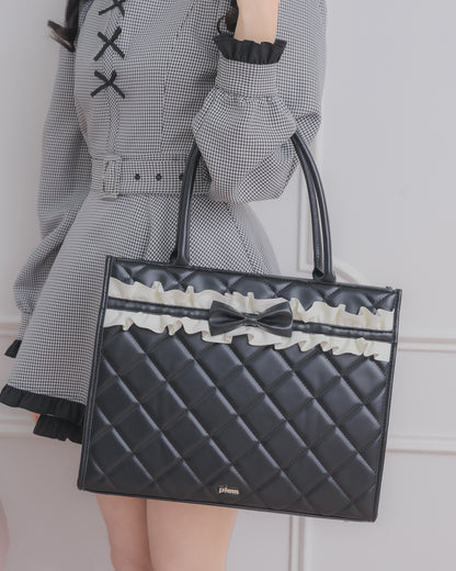 フロントフリルキルティングトート