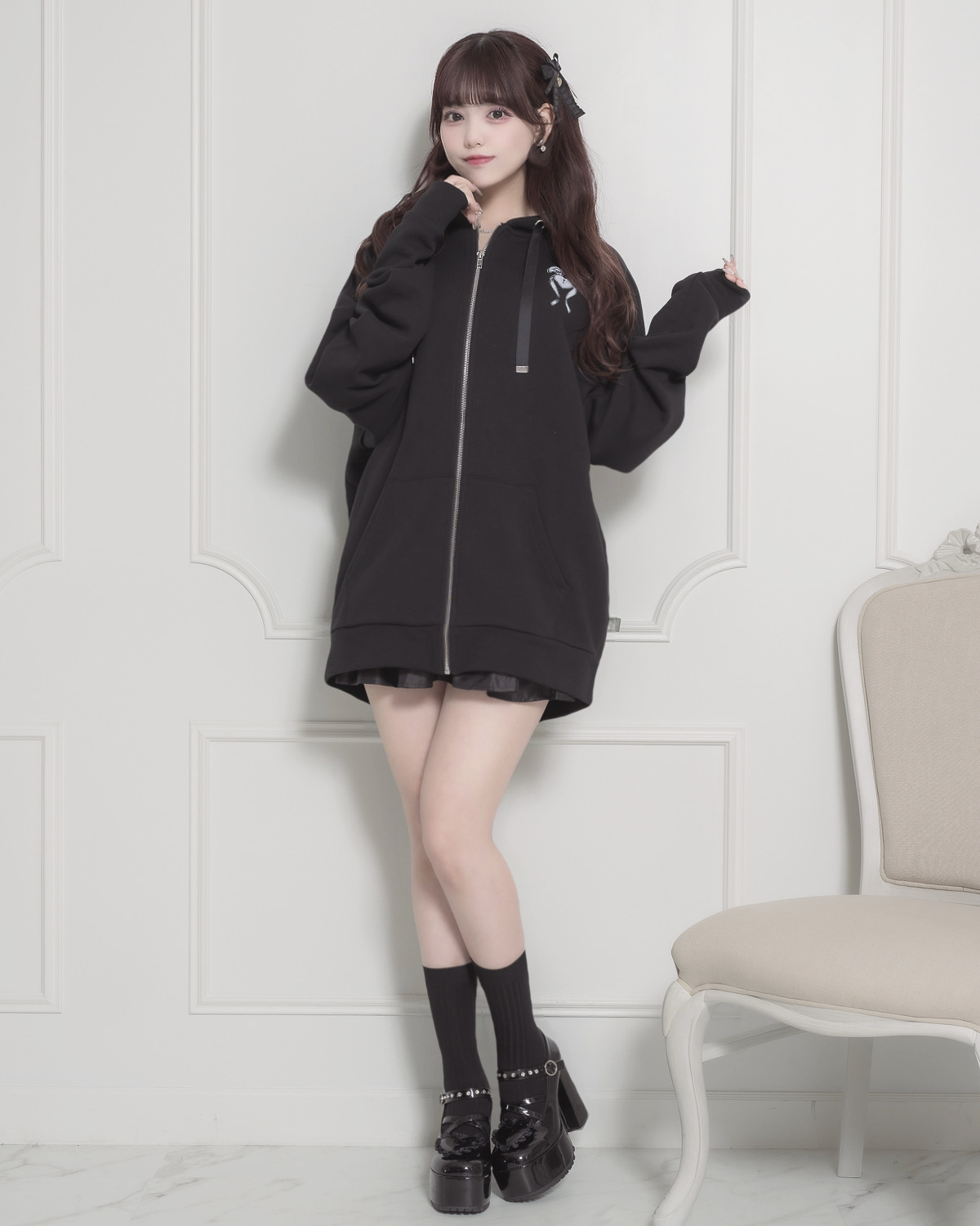 pium x hauchart コラボ パーカー バッククロスオーバーサイズパーカー – pium