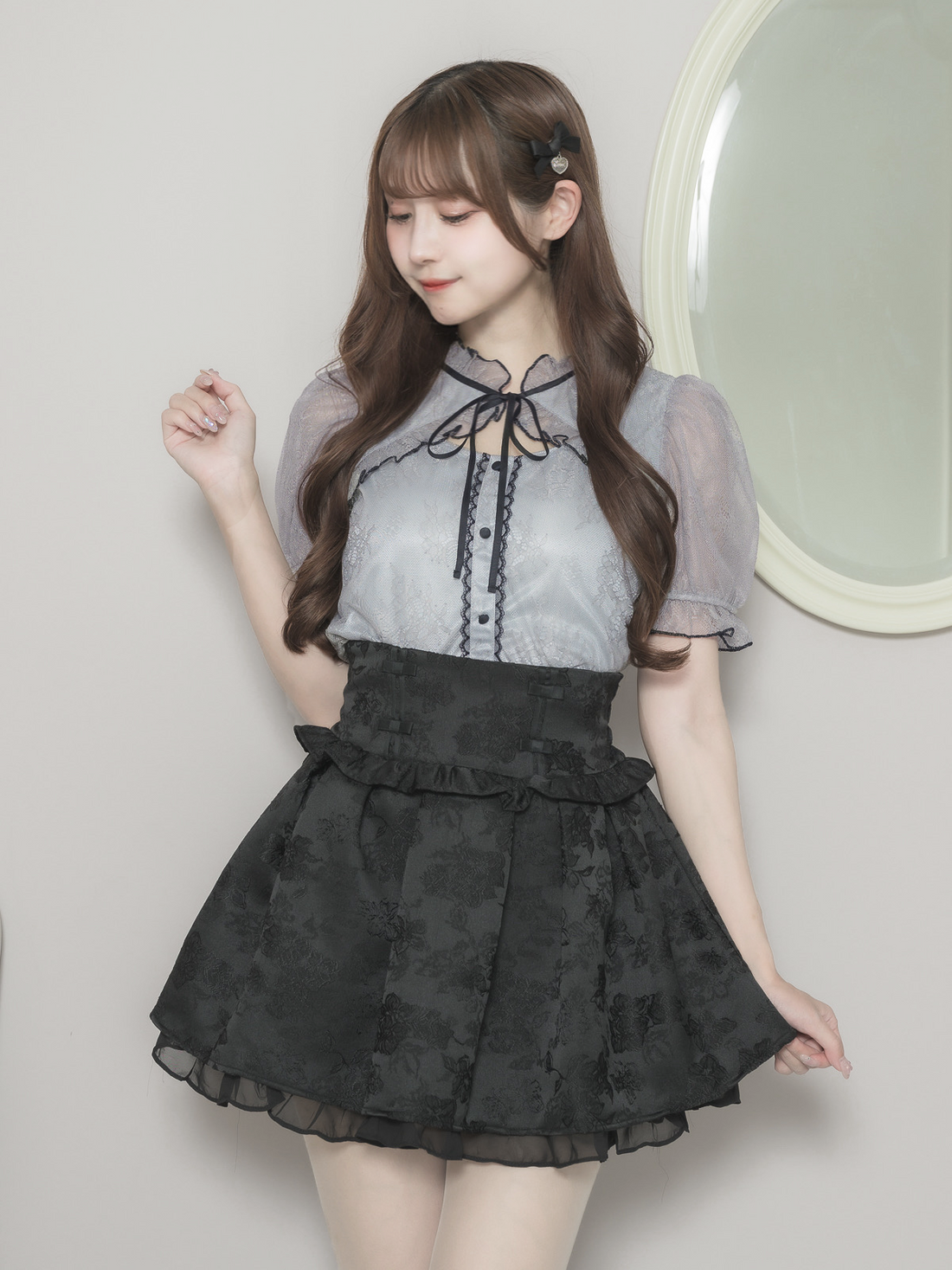 モデル身長：159cm/着用カラー:ブルーグレー