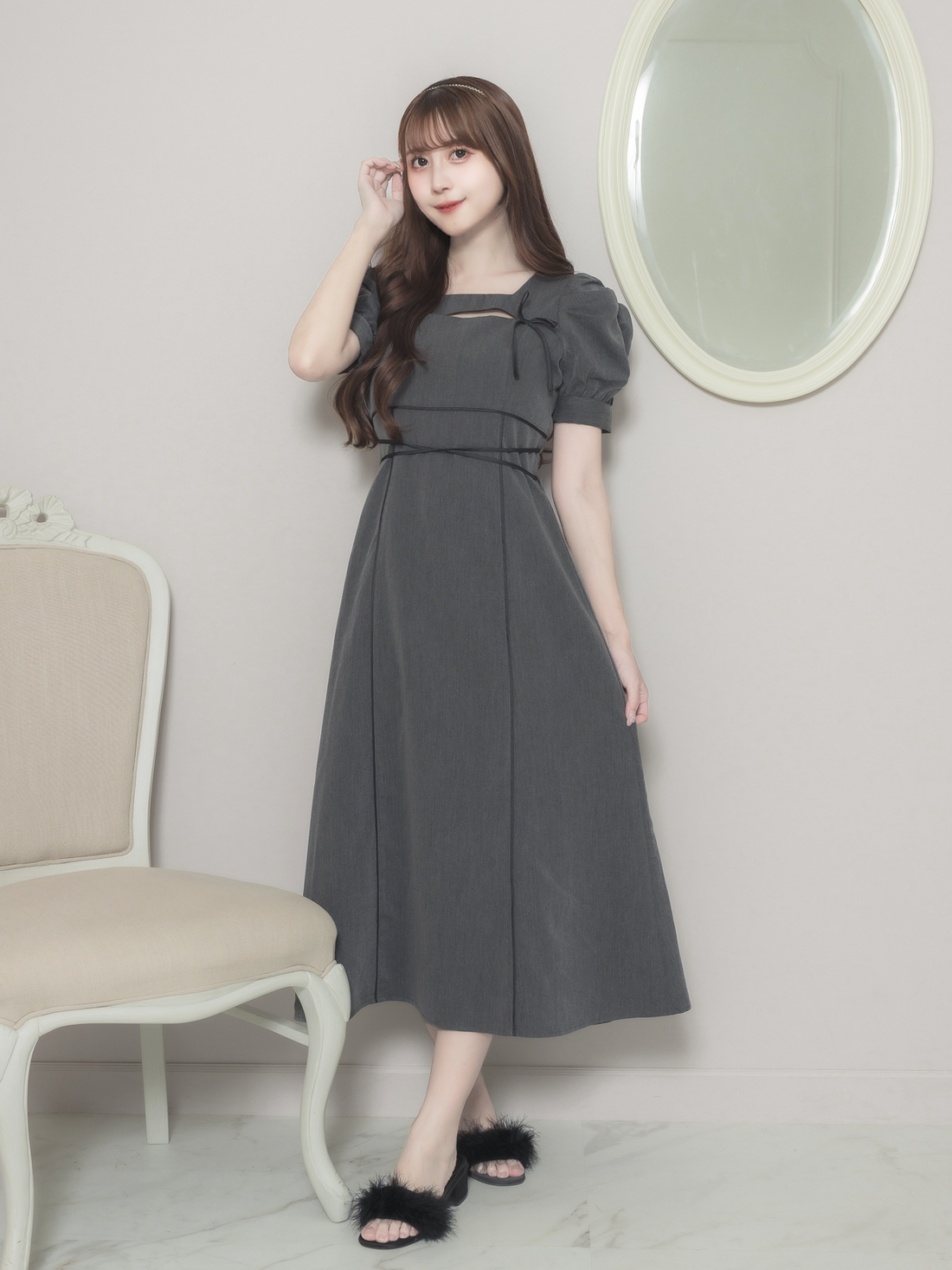 モデル身長：159cm/着用カラー:チャコール