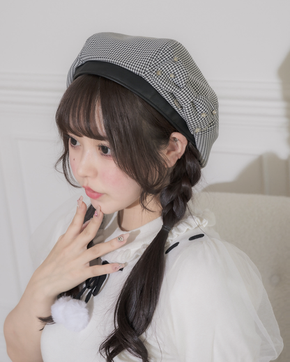 pium 千鳥柄 ベレー帽 千鳥柄リボンベレー – pium