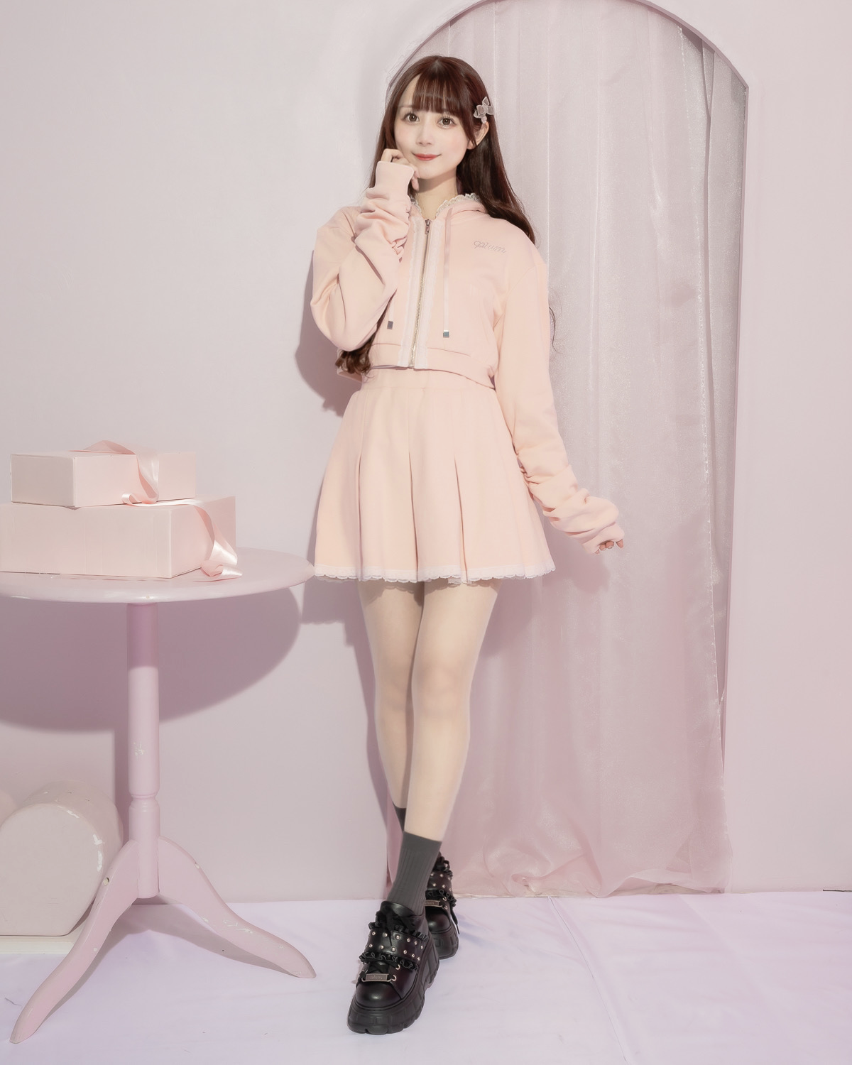 モデル身長:159cm/着用カラー:ピンク