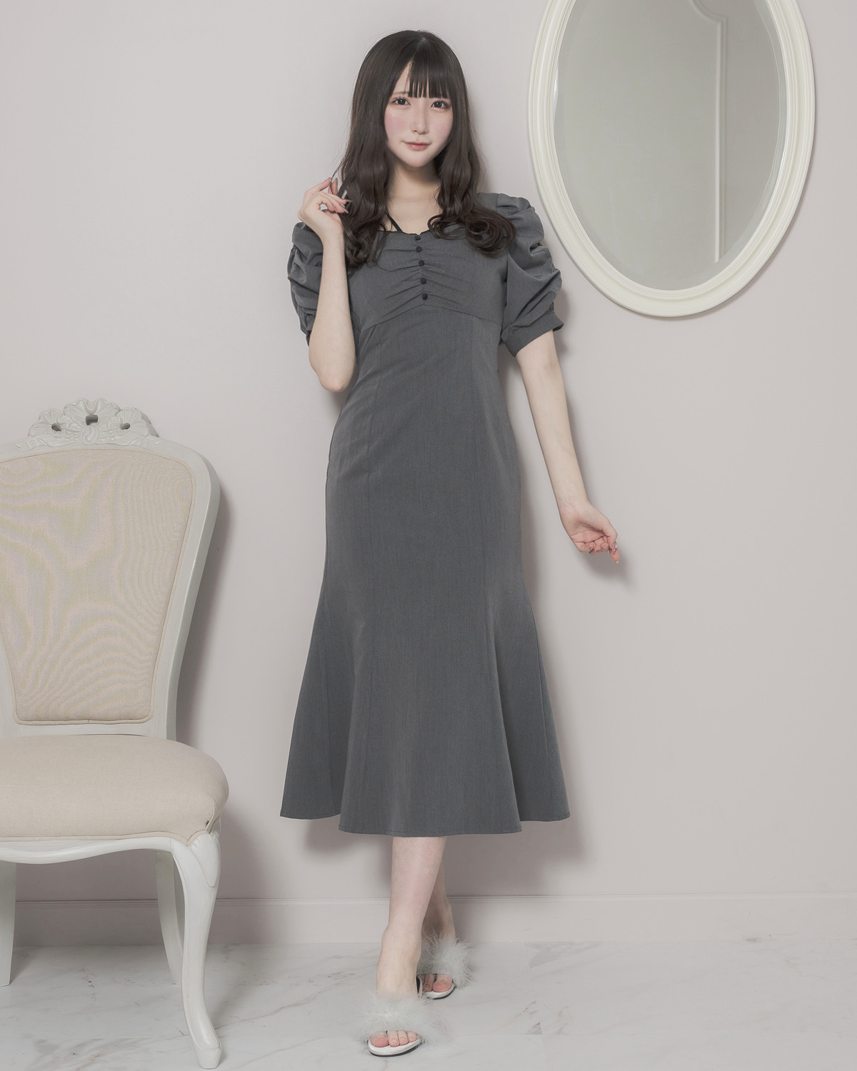 モデル身長:160cm/着用カラー:チャコール