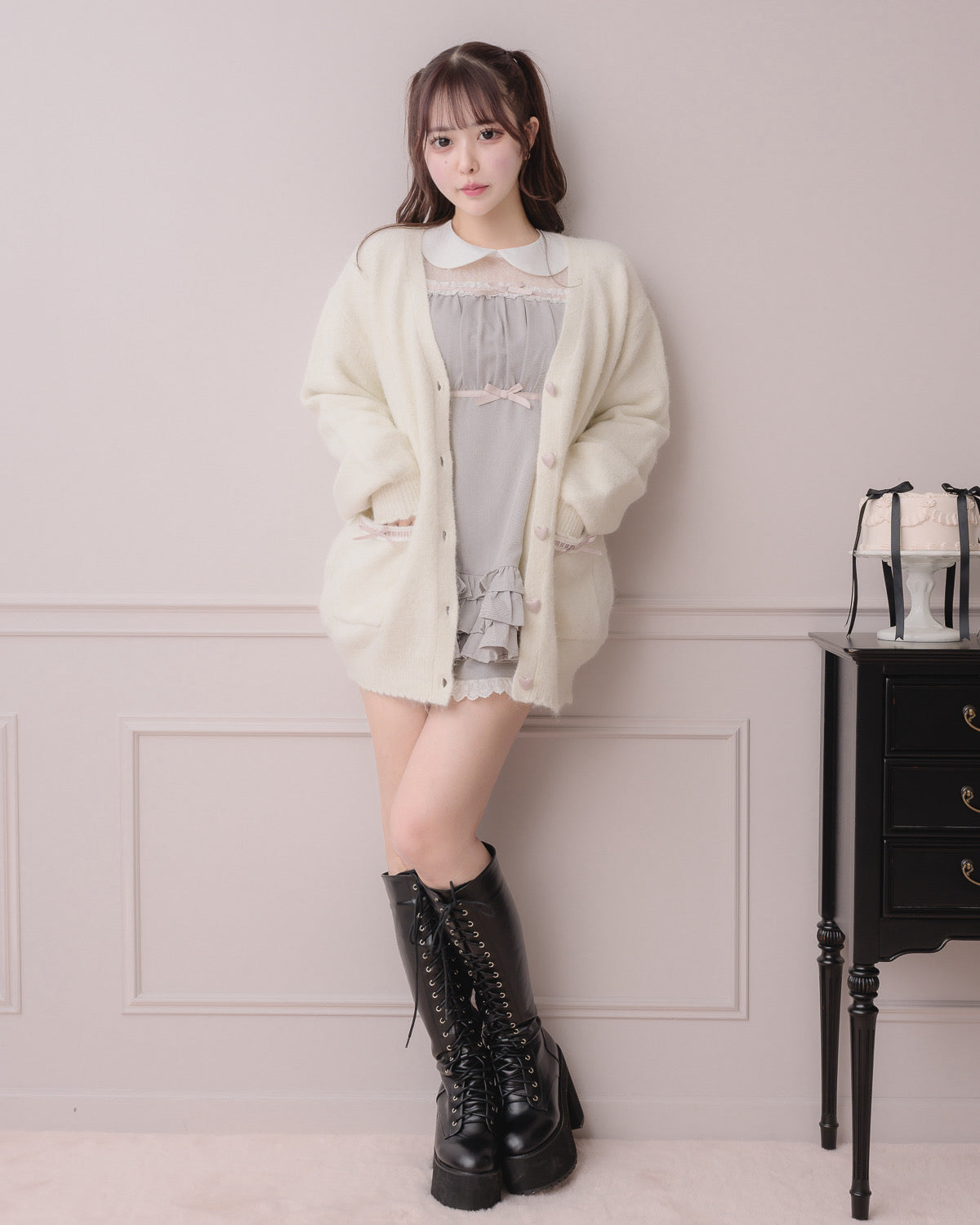 モデル身長：157cm/着用カラー:ホワイト