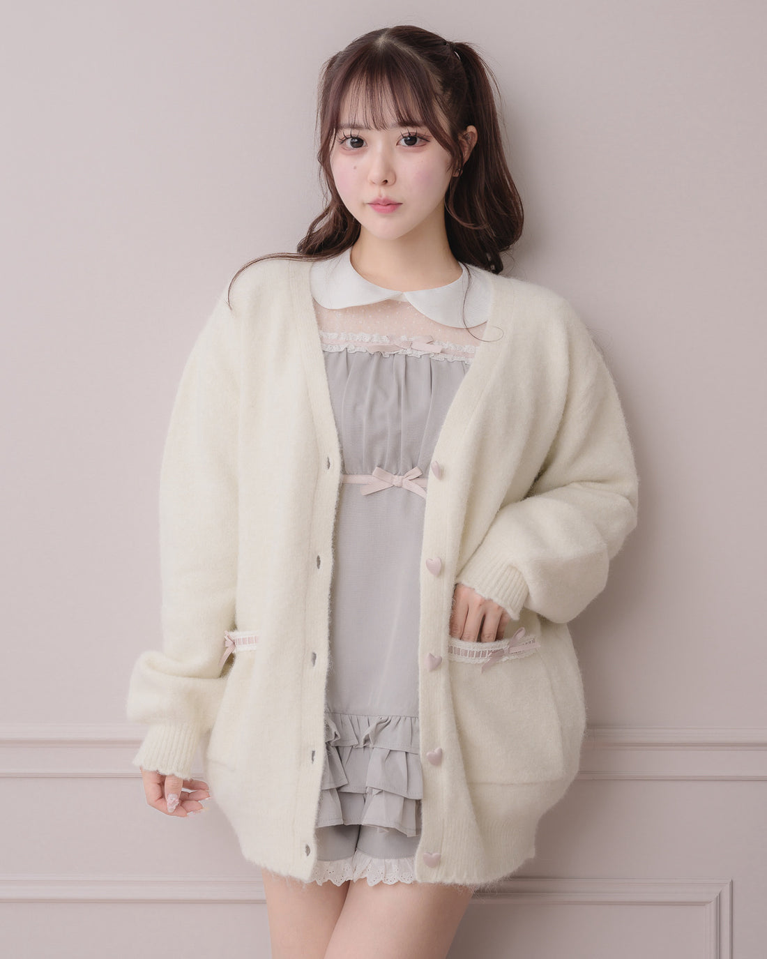 モデル身長：157cm/着用カラー:ホワイト