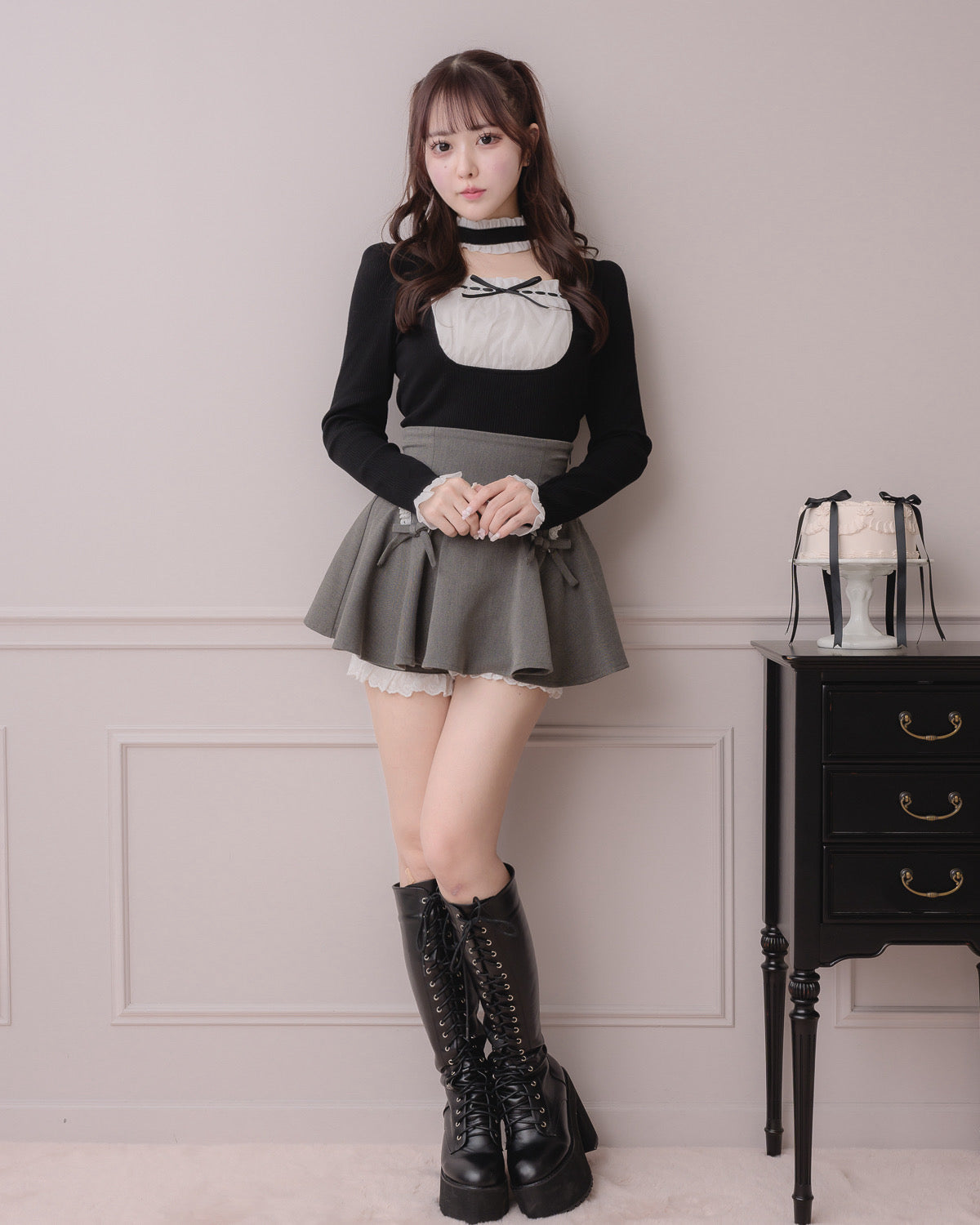 モデル身長：157cm/着用カラー:チャコール