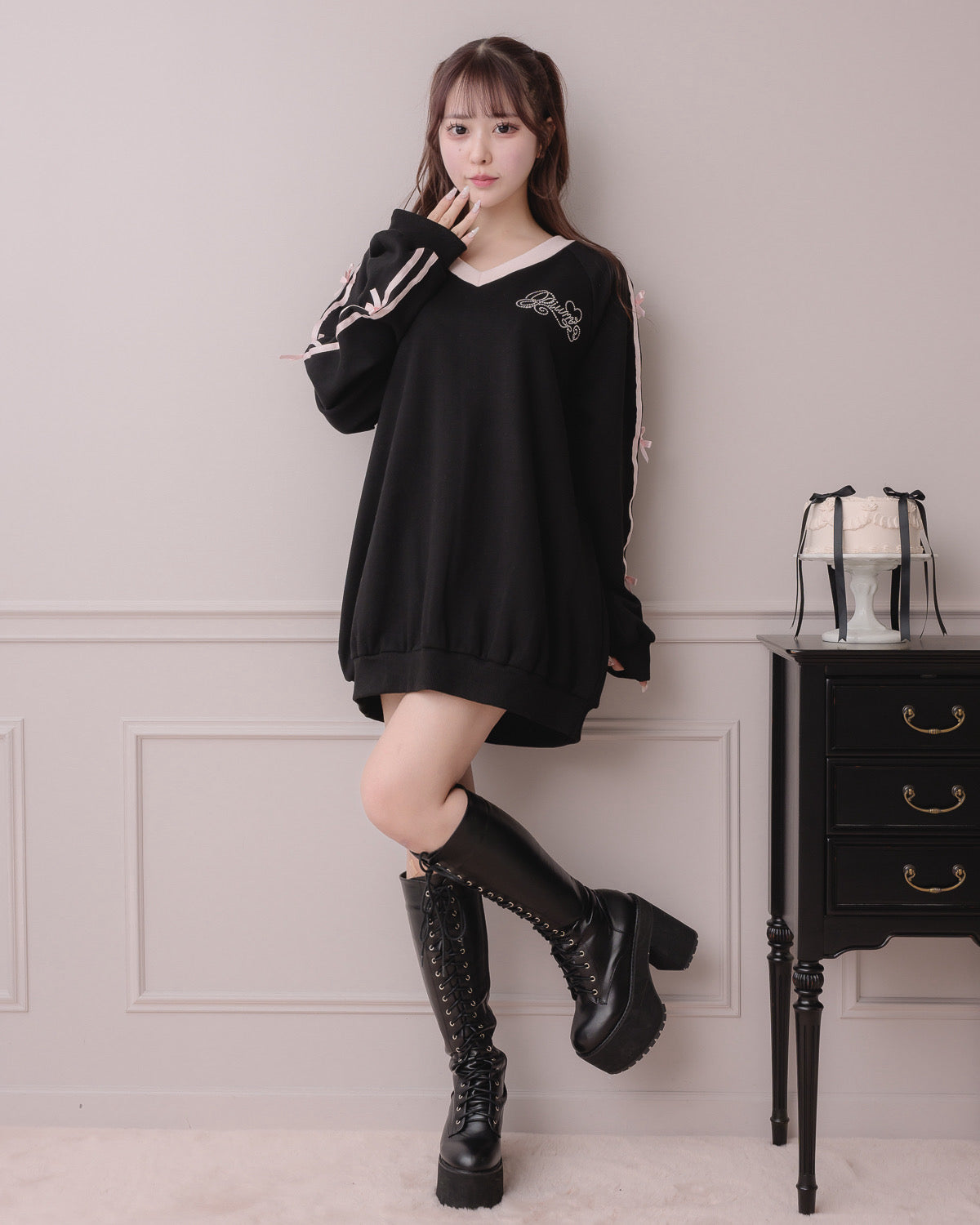 モデル身長：157cm/着用カラー:ブラック