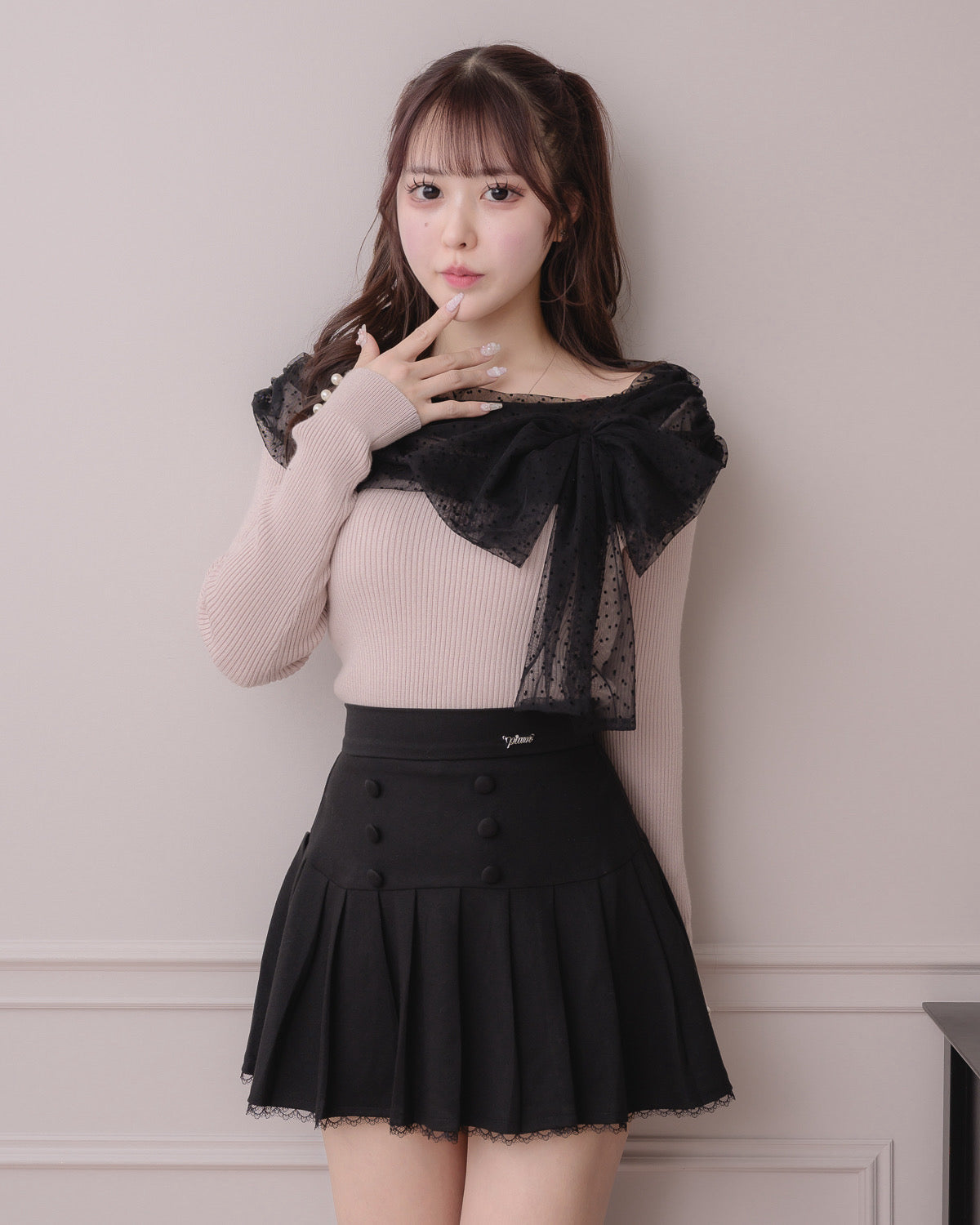 モデル身長：157cm/着用カラー:ピンク×ブラック