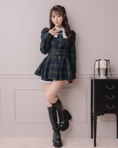 モデル身長：157cm/着用カラー:グリーンチェック