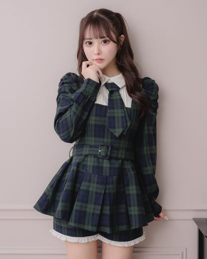 モデル身長：157cm/着用カラー:グリーンチェック