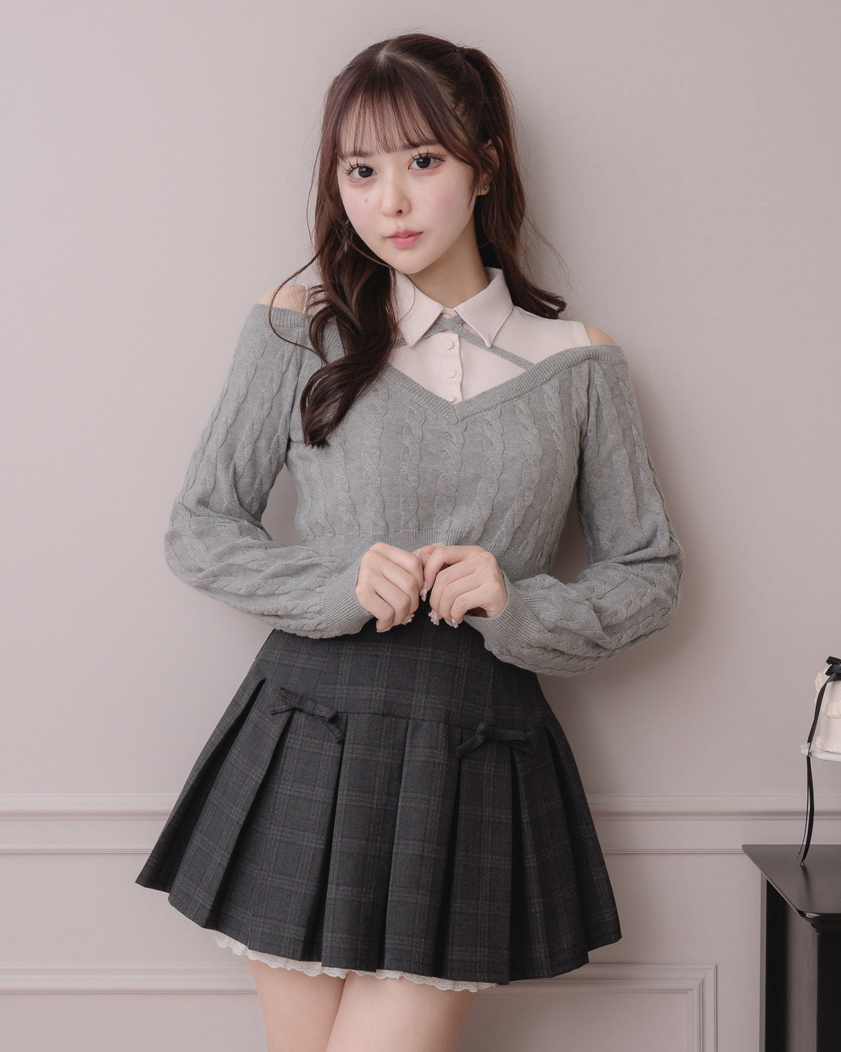 pium ミニリボンコットンフリルプリーツスカート ミニリボンコットンフリルプリーツスカート – pium