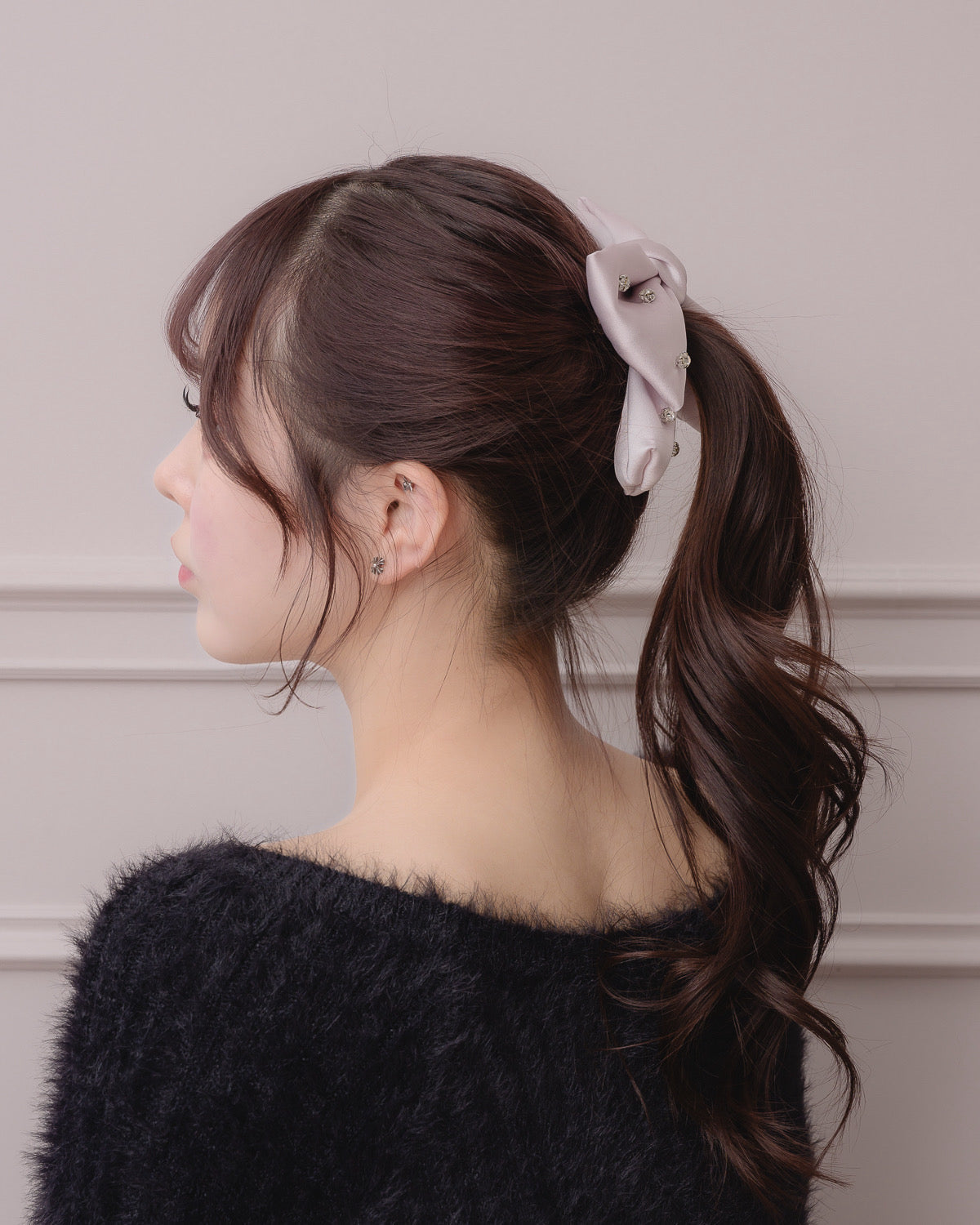 サテンビジュービッグリボンバレッタ