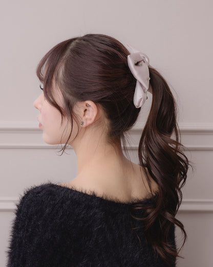 サテンビジュービッグリボンバレッタ