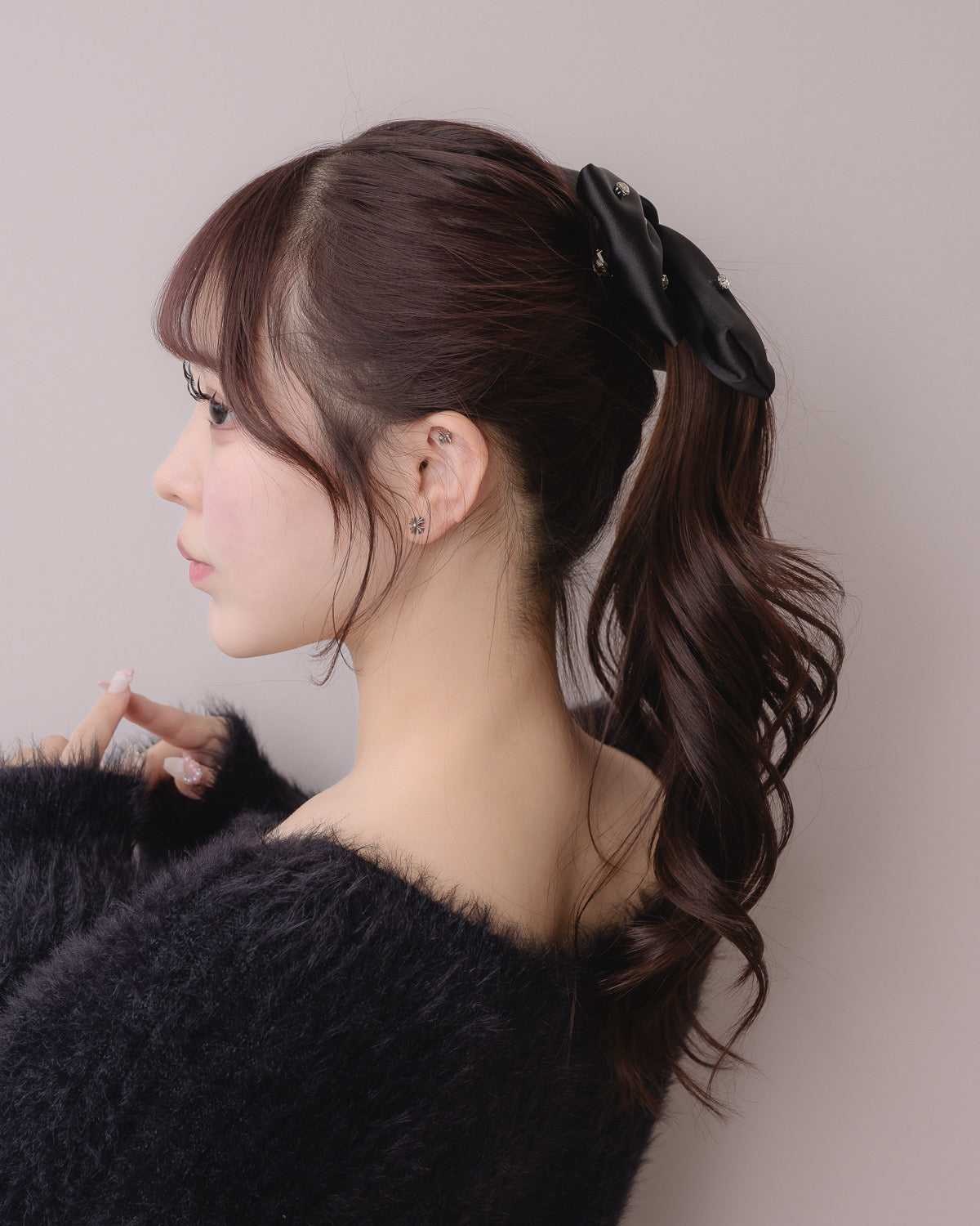 サテンビジュービッグリボンバレッタ – pium