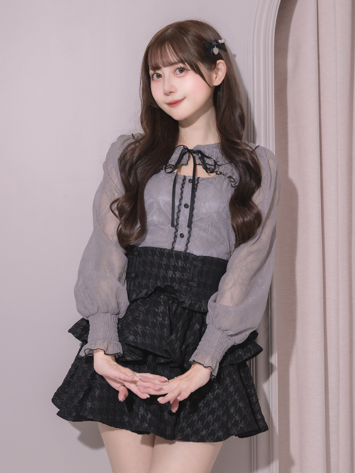 モデル身長:159cm/着用カラー:ブルーグレー