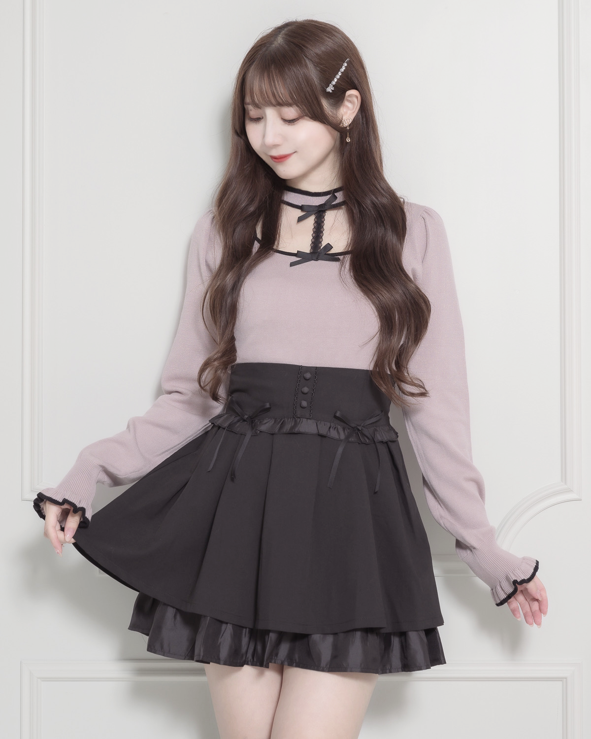 モデル身長:159cm/着用カラー:ブラック