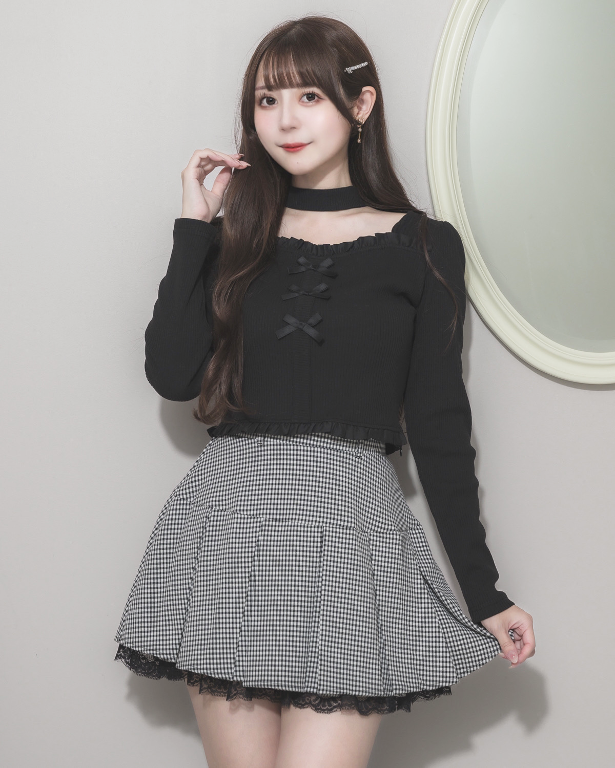 pium フロントリボンチョーカーカットソー フロントリボンチョーカーカットソー – pium