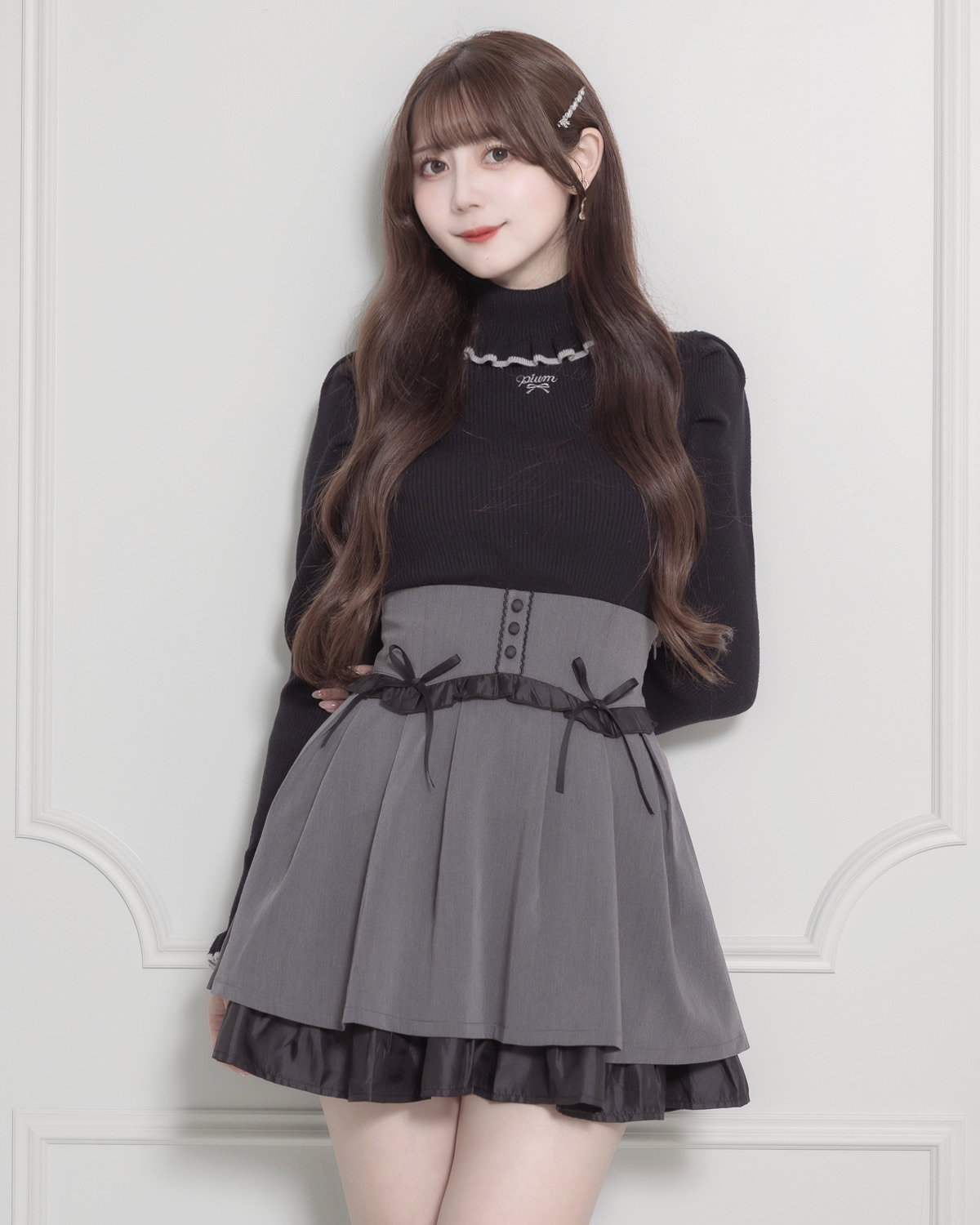 モデル身長:159cm/着用カラー:ブラック