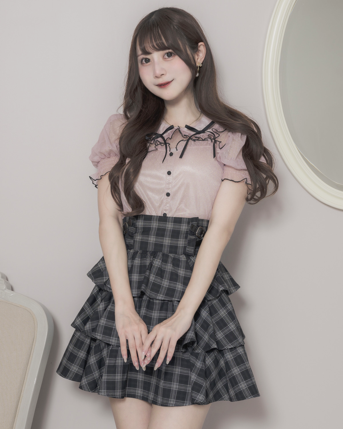 モデル身長:159cm/着用カラー:ピンク